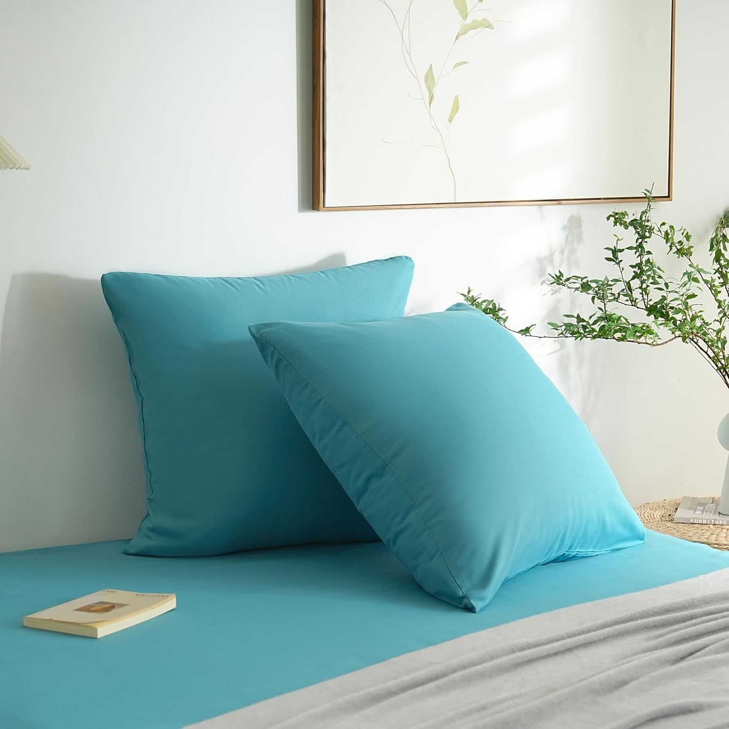 AYSW 2er-Pack Kissenbezüge 65x65cm Blau mit Reißverschluss aus Mikrofaser 2