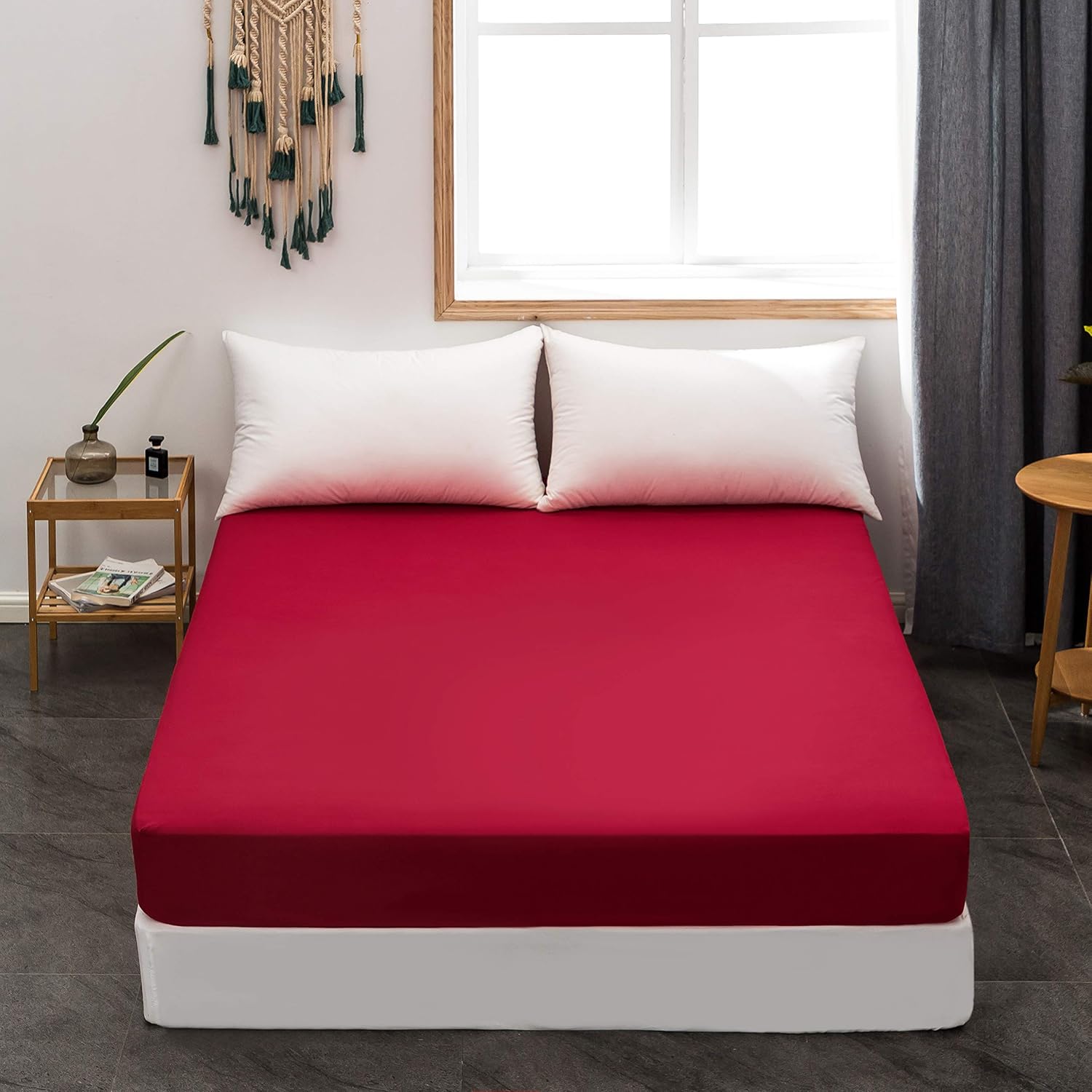 AYSW Fitted Sheet 140x190-200cm with 30cm Pocket Beige Fitted Sheet 100 GSM in High Quality Microfiber 100% Polyester Soft, Resistant, Wrinkle-free 7
