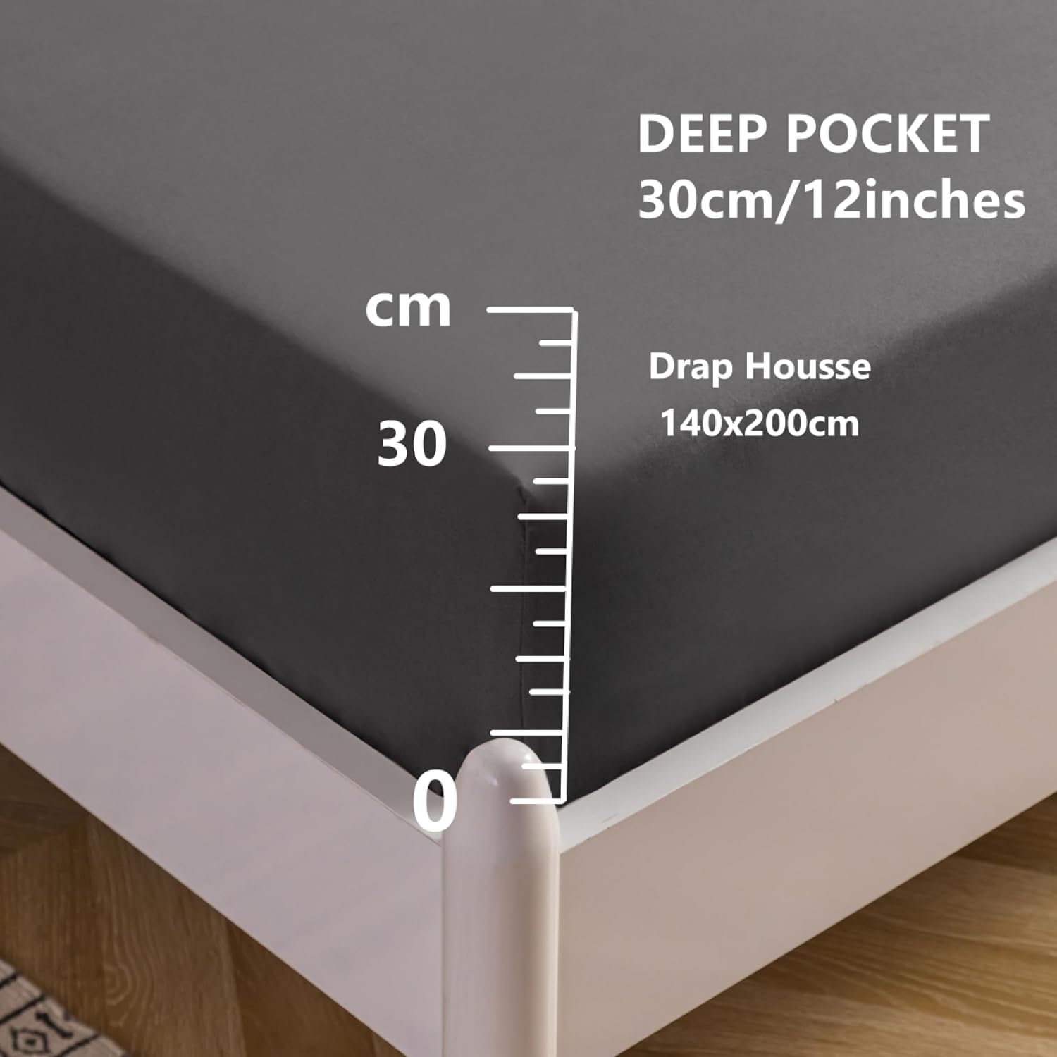 AYSW Fitted Sheet 140x190-200cm with 30cm Pocket Beige Fitted Sheet 100 GSM in High Quality Microfiber 100% Polyester Soft, Resistant, Wrinkle-free 6