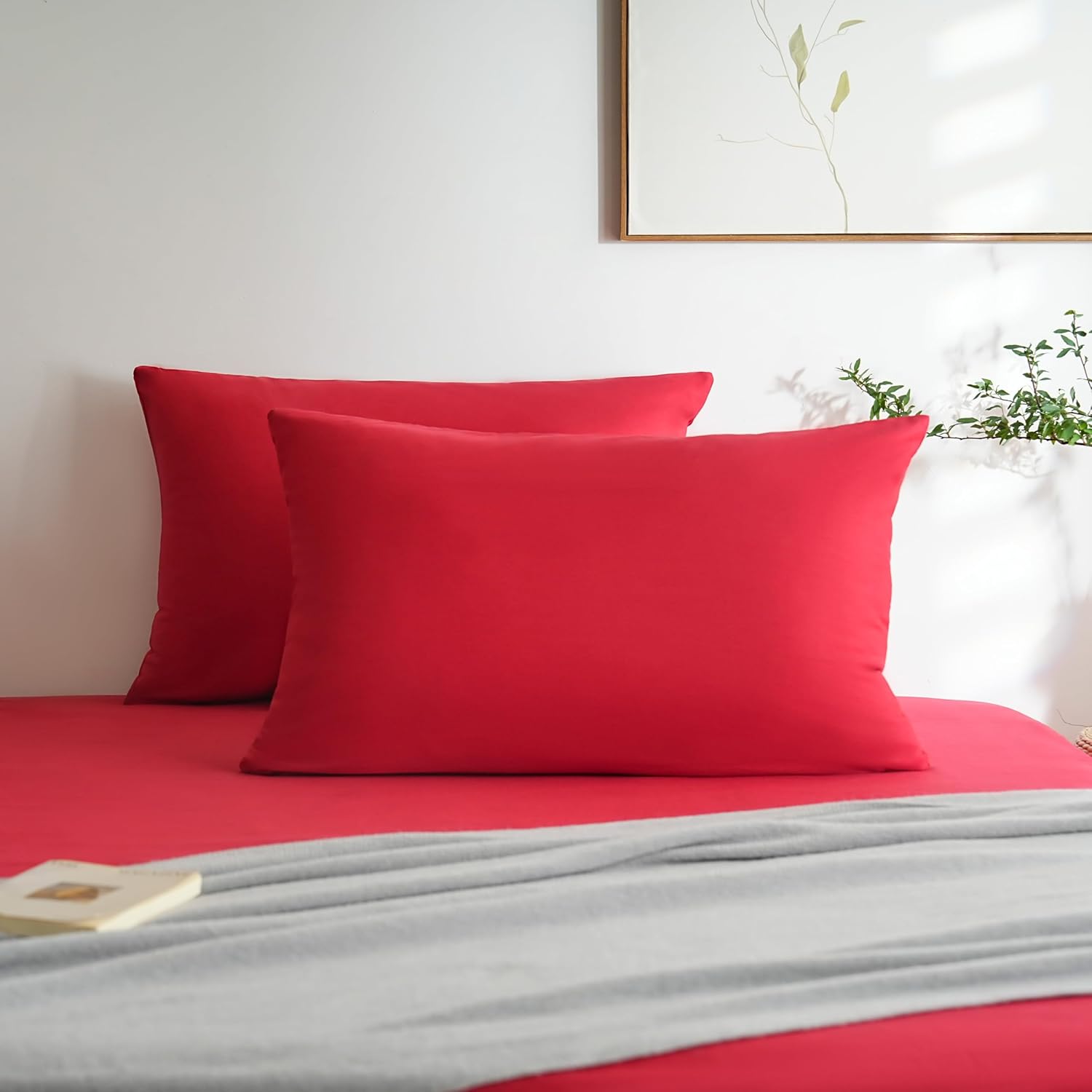AYSW Set of 4- Pillowcases 50x70cm Beige Pillowcase with a Zipper in Microfiber 9