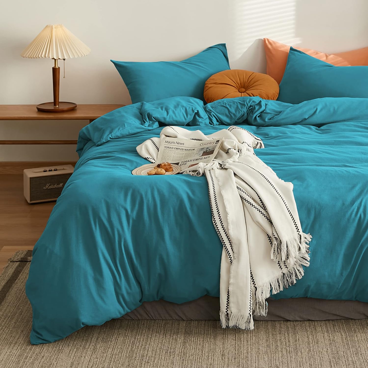 AYSW Duvet Cover 220x240cm+2 Pillowcases 65x65cm Blue Lake Adult Bedding Set 2 Person 100 Threads/cm² in Microfiber with Zipper 2