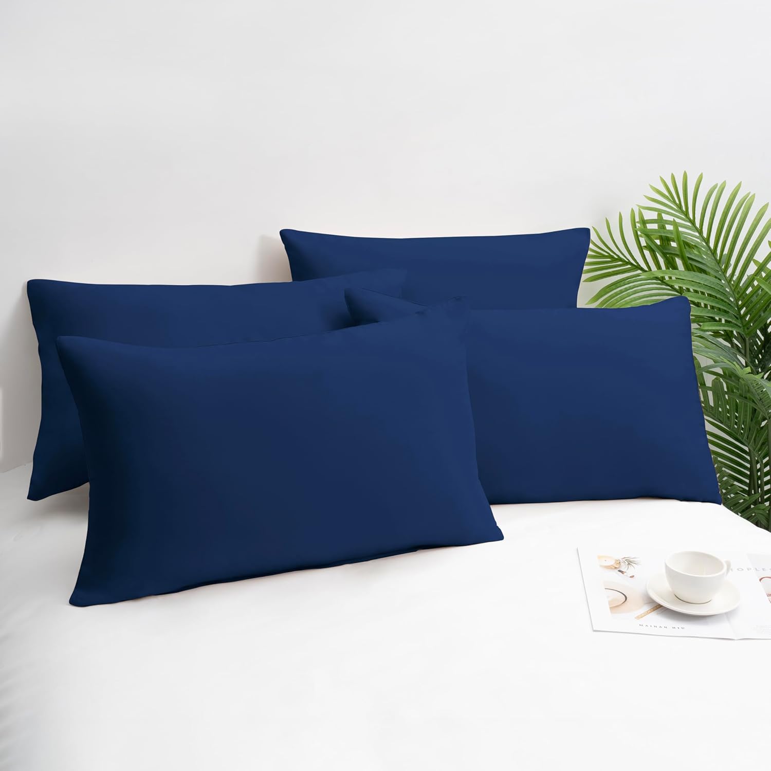 AYSW Lot de 4- Taies d'oreiller 65x65cm Gris Housse d'oreiller avec Une Fermeture éclair en Microfibre 10