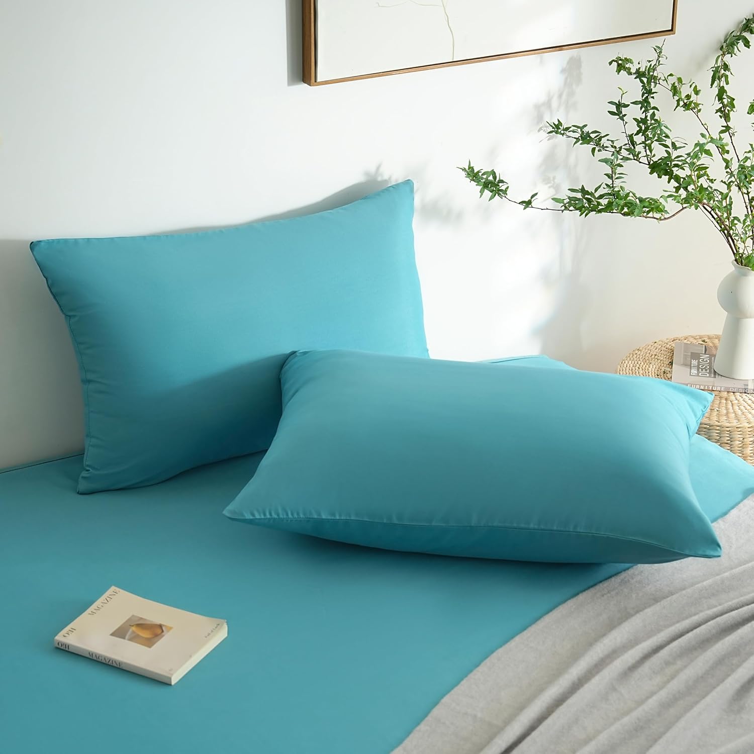 AYSW Set of 2- Pillowcases 50x70cm Blue Lake Pillowcase with A Zipper in Microfiber 3