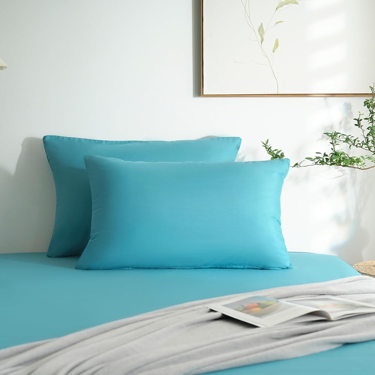 AYSW Set of 2- Pillowcases 50x70cm Blue Lake Pillowcase with A Zipper in Microfiber 2