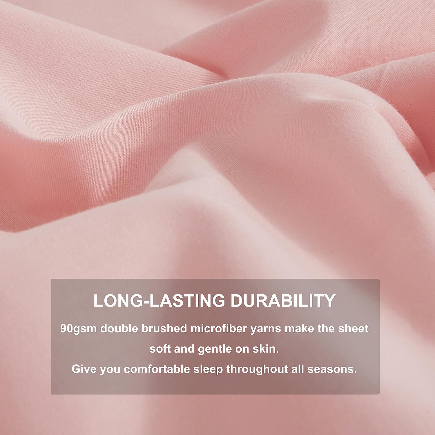 AYSW Fitted Sheet Set King Size 16" Deep Pocket with 1 Bedsheet and 2 Pillowcases Gift Polyester Pink 5