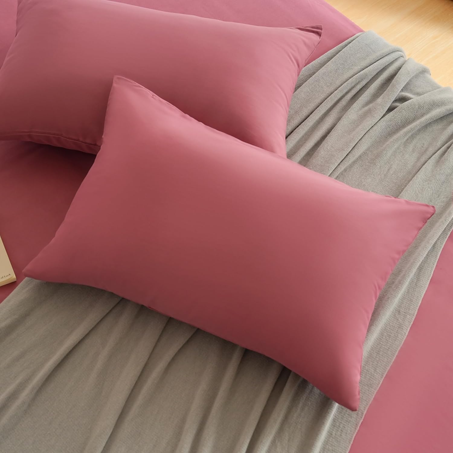 AYSW 2er-Set Kissenbezüge 50x70cm Altrosa Kissenbezug mit Reißverschluss aus Mikrofaser 4