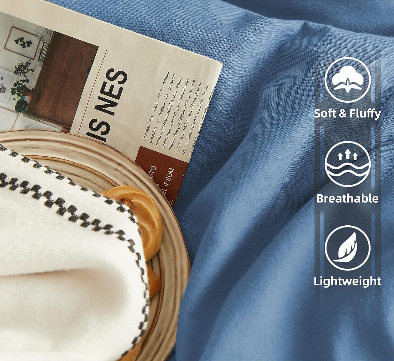 AYSW Warm Bedding Double Duvet Cover Set 3 PCS Plain Brushed Microfiber Bedding 1 Duvet Cover with 2 Zippers and 2 Pillowcases Light Blue 9
