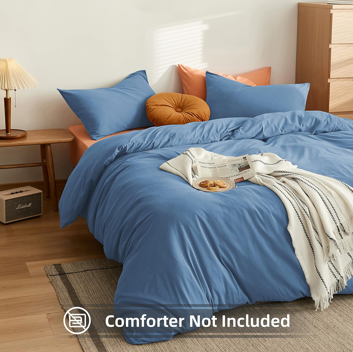 AYSW Warm Bedding Double Duvet Cover Set 3 PCS Plain Brushed Microfiber Bedding 1 Duvet Cover with 2 Zippers and 2 Pillowcases Light Blue 8