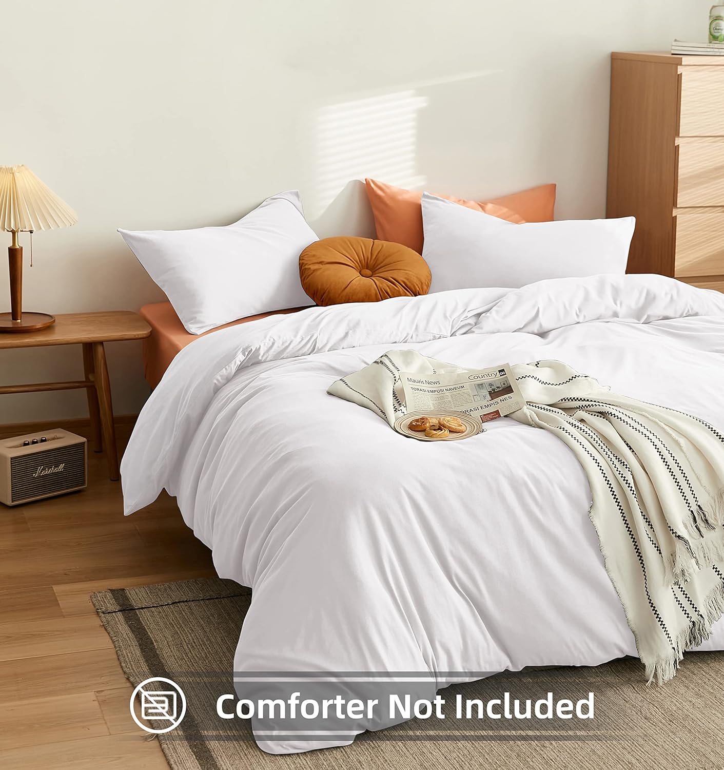 AYSW Housse de Couette 140x190/200cm+1 Taies d'oreillers 65x65cm Blanc Parure de Lit 1 Personnes 100 Fils/cm² en Microfibre avec Fermeture Éclair 3