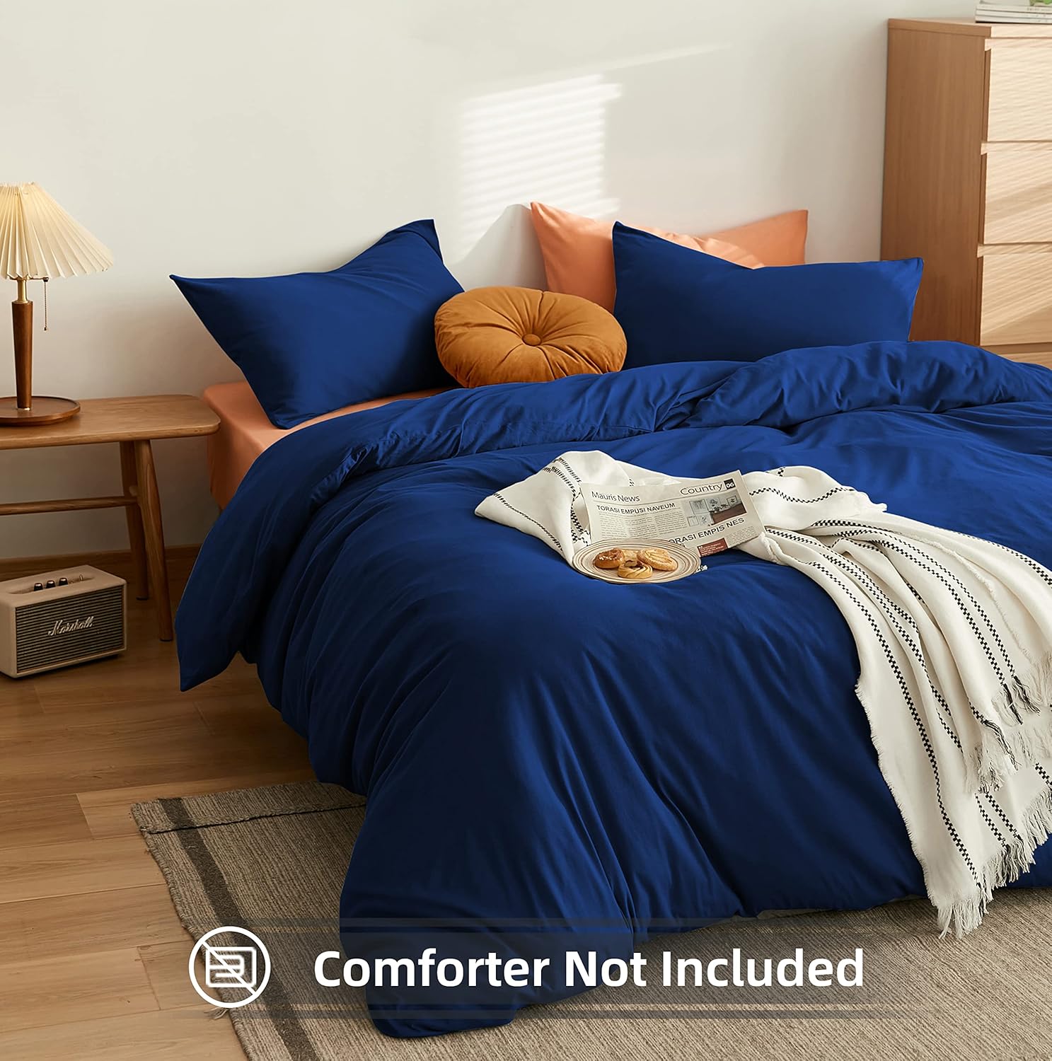 AYSW Housse de Couette 240x260cm+2 Taies d'oreillers 65x65cm Bleu Marine Parure de Lit Adulte 2 Personnes 100 Fils/cm² en Microfibre avec Fermeture Éclair 3