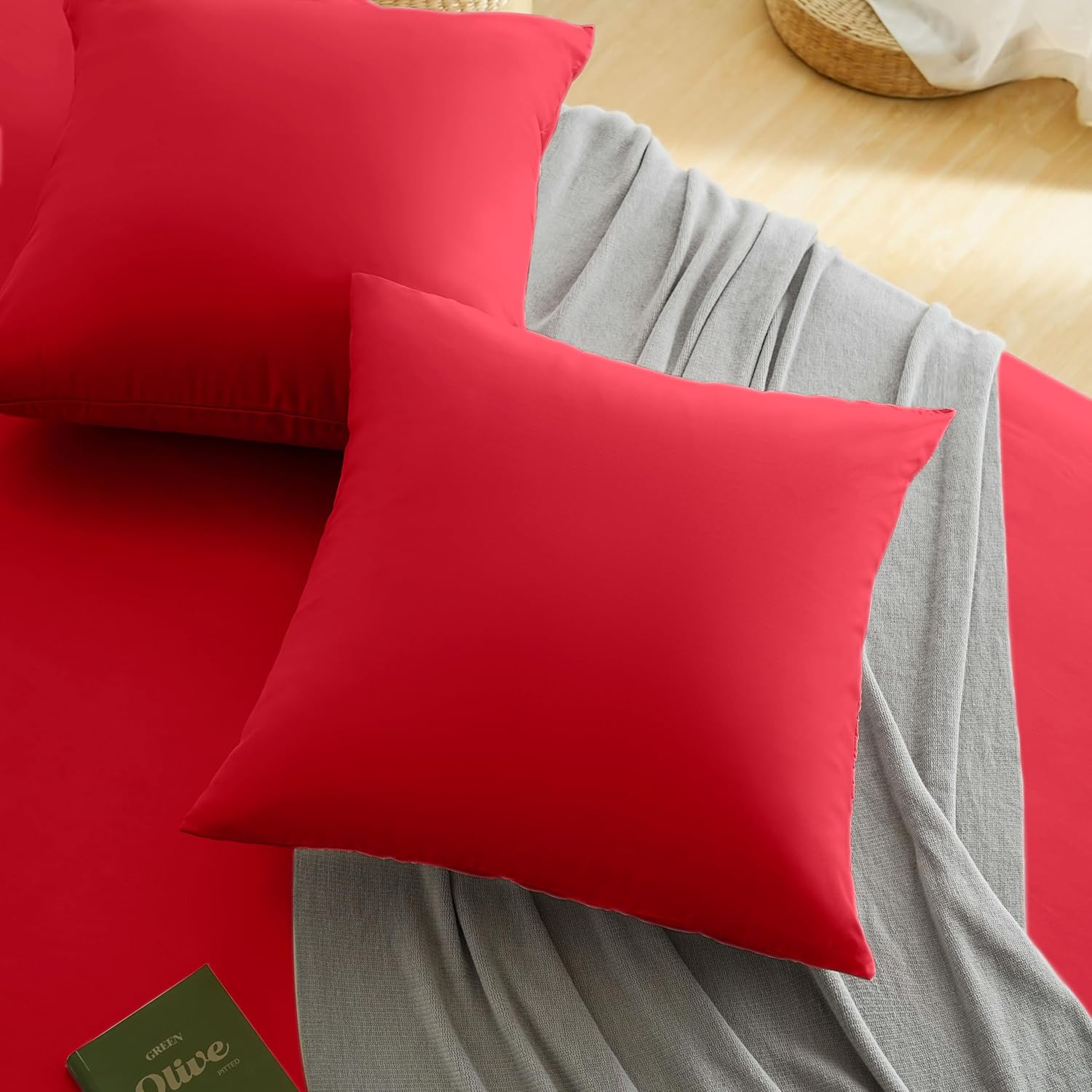 AYSW 2er-Pack Kissenbezüge 65x65cm Weinrot Kissenbezug mit Reißverschluss aus Mikrofaser 4