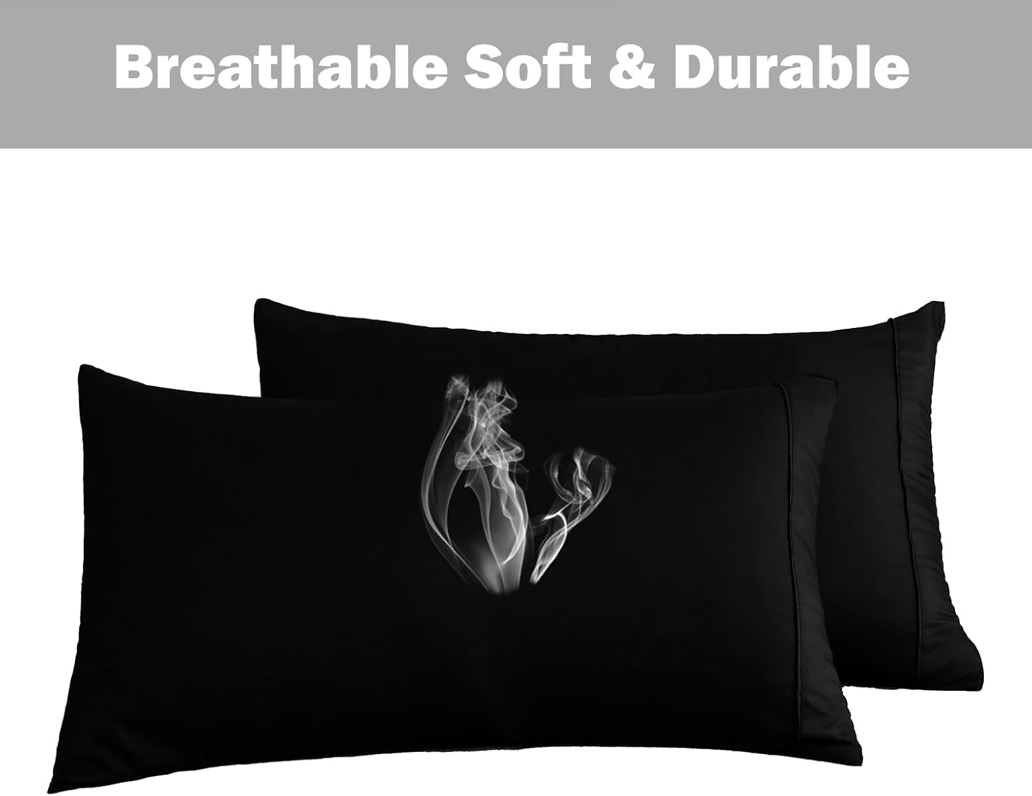 AYSW Pillowcases Queen Size Set of 4 Pieces Premium Soft and Cozy 1800 Double Brushed Microfiber with Envelope Closure Pillow Case Black 20x30 inch Wrinkle Fade Resistant Stable Holiday Decor 3