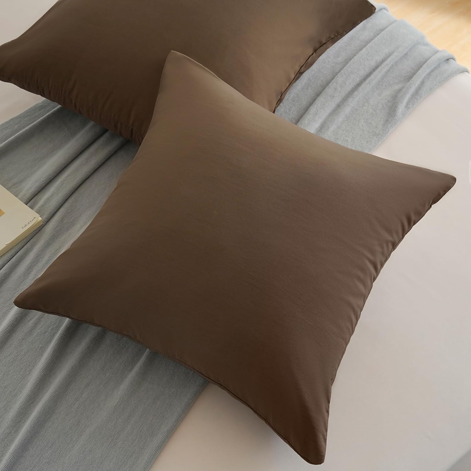 AYSW Set of 2- Pillowcases 65x65cm Coffee Pillowcase with A Zipper in Microfiber 4