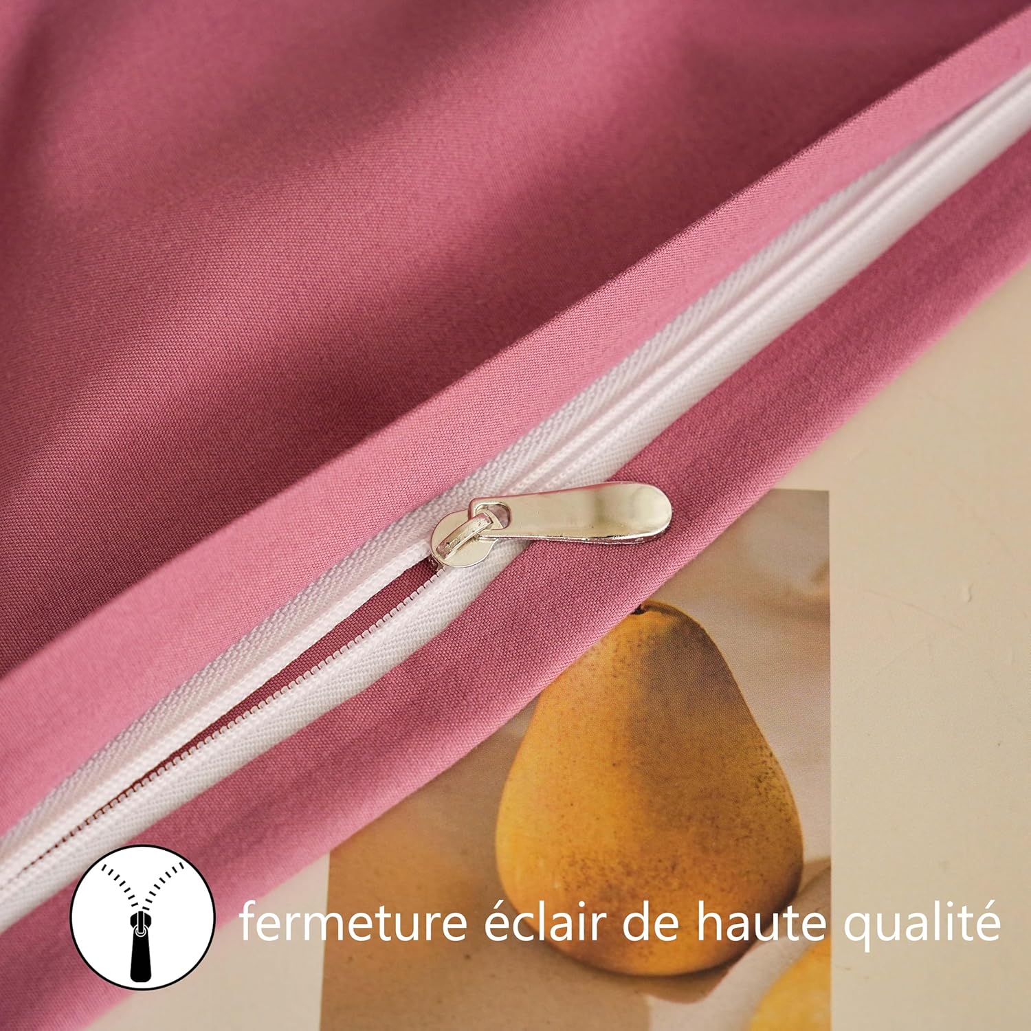 AYSW Set of 2- Pillowcases 65x65cm Old Rose Pillowcase with a Zipper in Microfiber 5