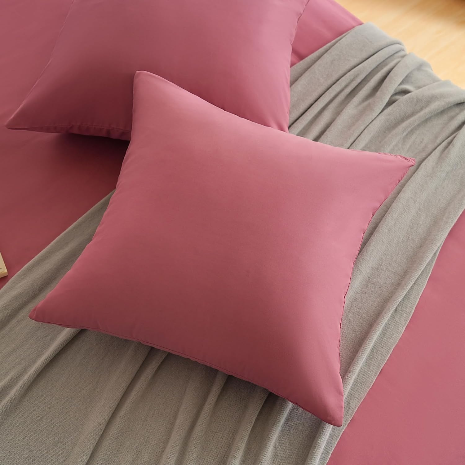 AYSW Set of 2- Pillowcases 65x65cm Old Rose Pillowcase with a Zipper in Microfiber 4