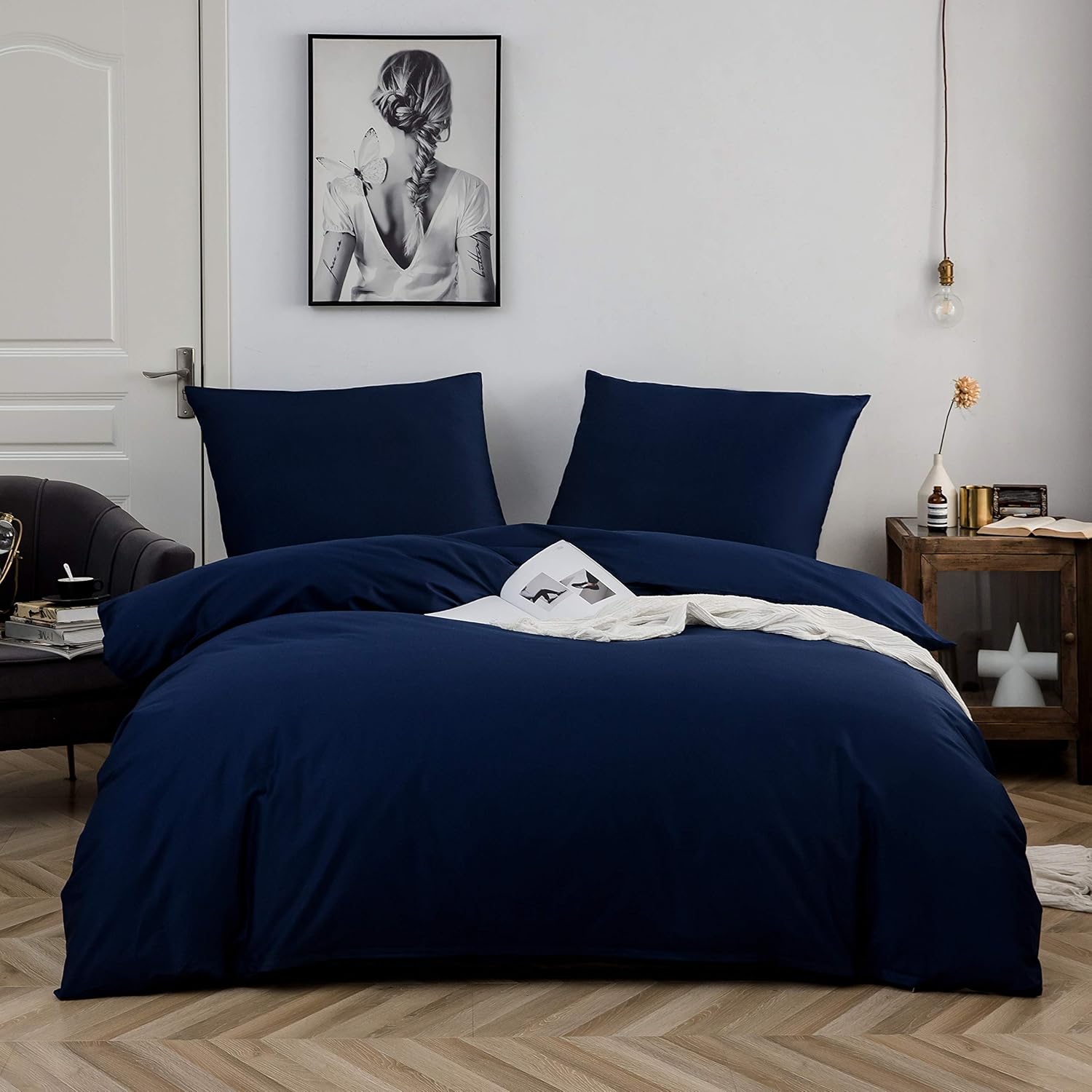 Cotton bedding with zipper 220x240 cm Beige 3-piece set 1 duvet cover with 2 pillowcase 80x80 cm 9