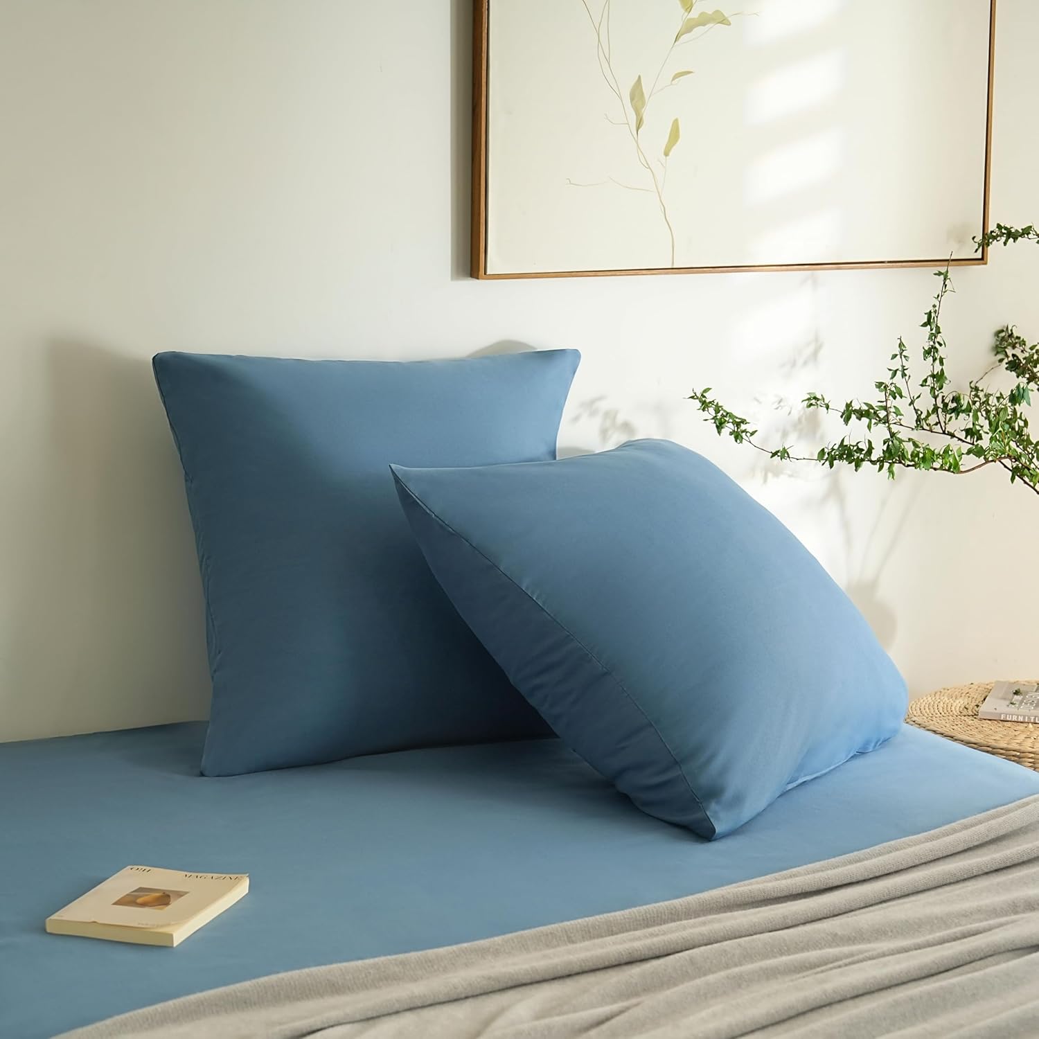 AYSW Set of 2- Pillowcases 65x65cm Blue Pillowcase with A Zipper in Microfiber 3