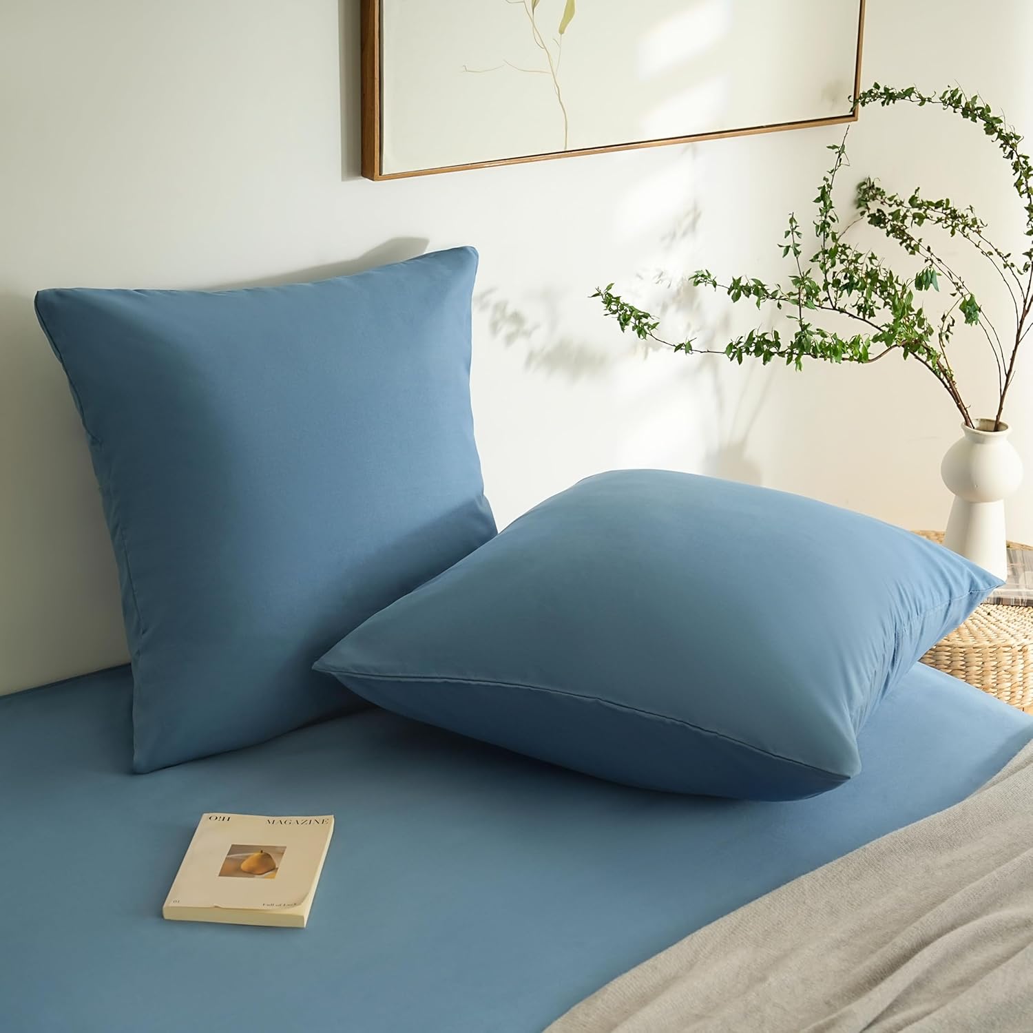 AYSW Set of 2- Pillowcases 65x65cm Blue Pillowcase with A Zipper in Microfiber 2