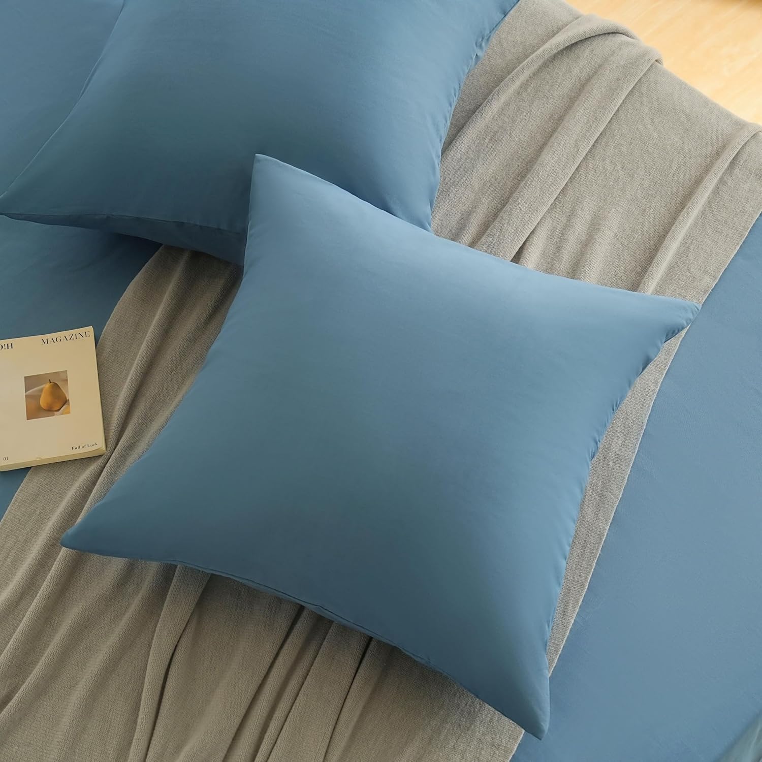 AYSW Set of 2- Pillowcases 65x65cm Blue Pillowcase with A Zipper in Microfiber 4
