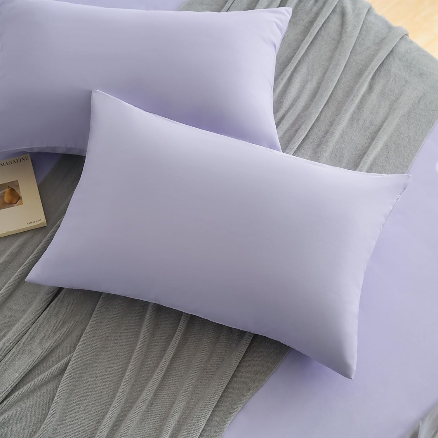 AYSW Set of 2- Pillowcases 50x70cm Light Purple Pillowcase with A Zipper in Microfiber 4