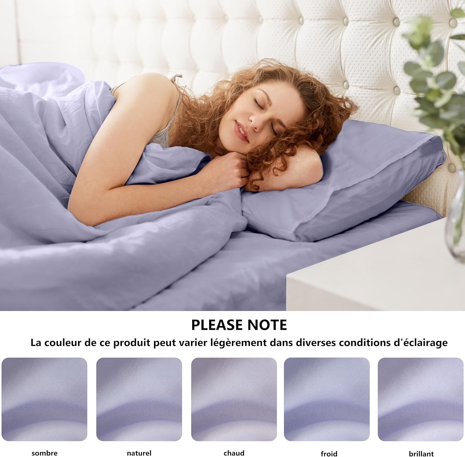 AYSW Set of 2- Pillowcases 50x70cm Light Purple Pillowcase with A Zipper in Microfiber 7