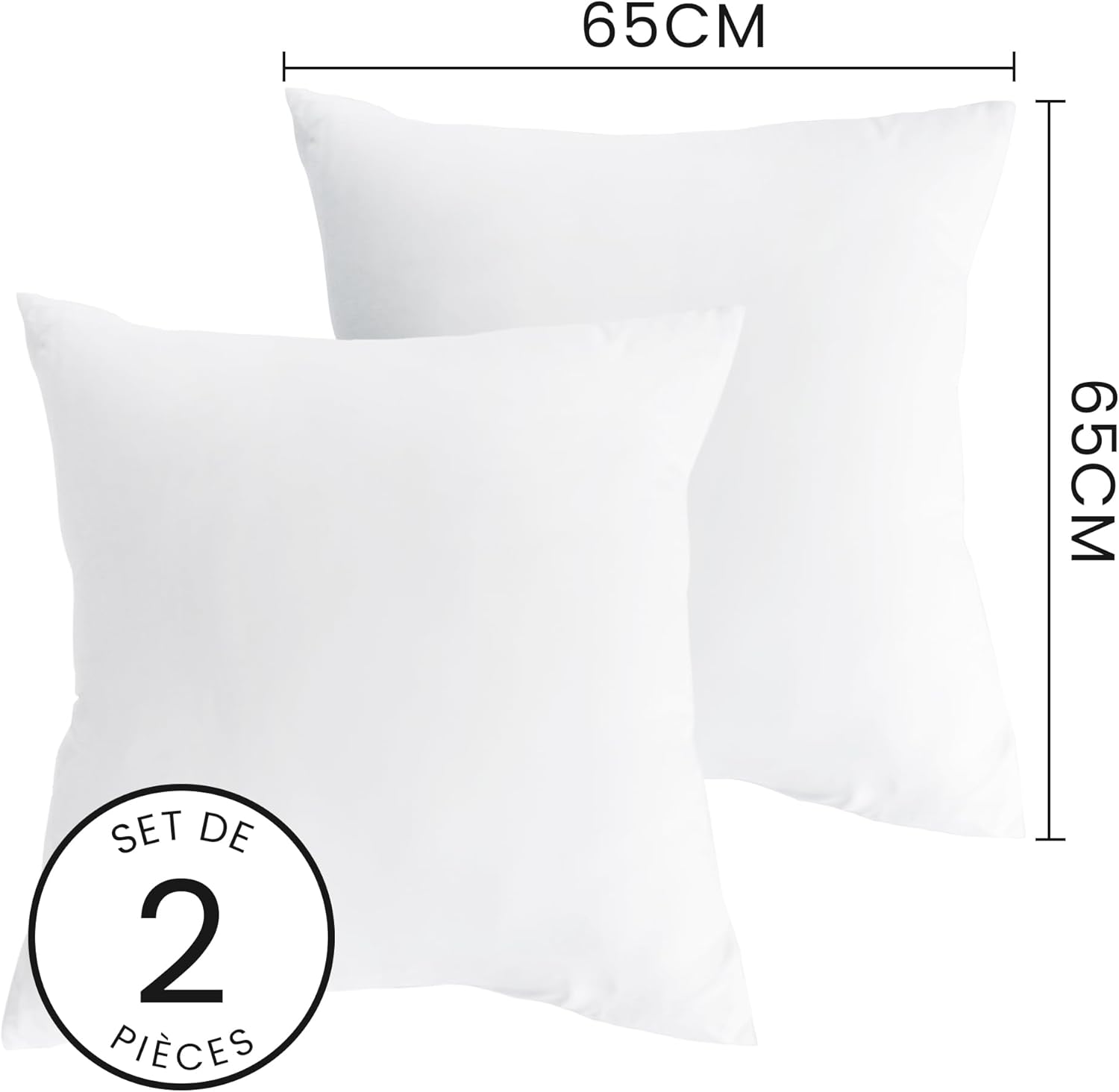 AYSW Lot de 4- Taies d'oreiller 65x65cm Blanc Housse d'oreiller avec Une Fermeture éclair en Microfibre 6