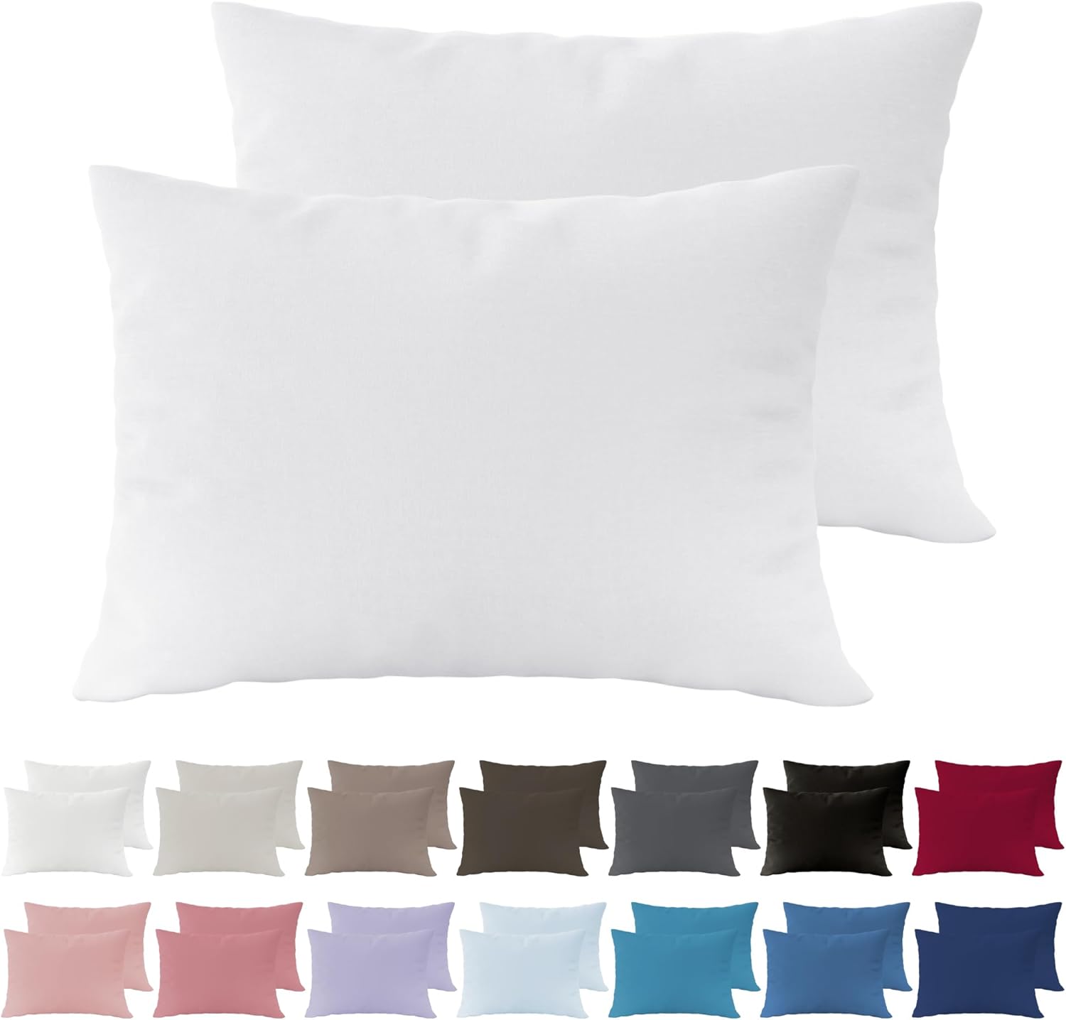 AYSW Set of 2- Dark Blue Pillowcases 50x70cm Pillowcase with a Zipper in Microfiber 10
