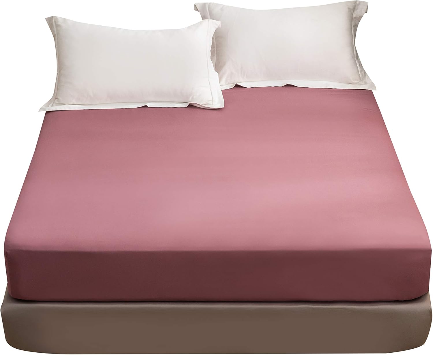 AYSW Fitted Sheet 180x200cm with 30cm Pocket Old Rose Fitted Sheet 100 GSM in High Quality Microfiber 100% Polyester Soft, Resistant, Wrinkle-free 5