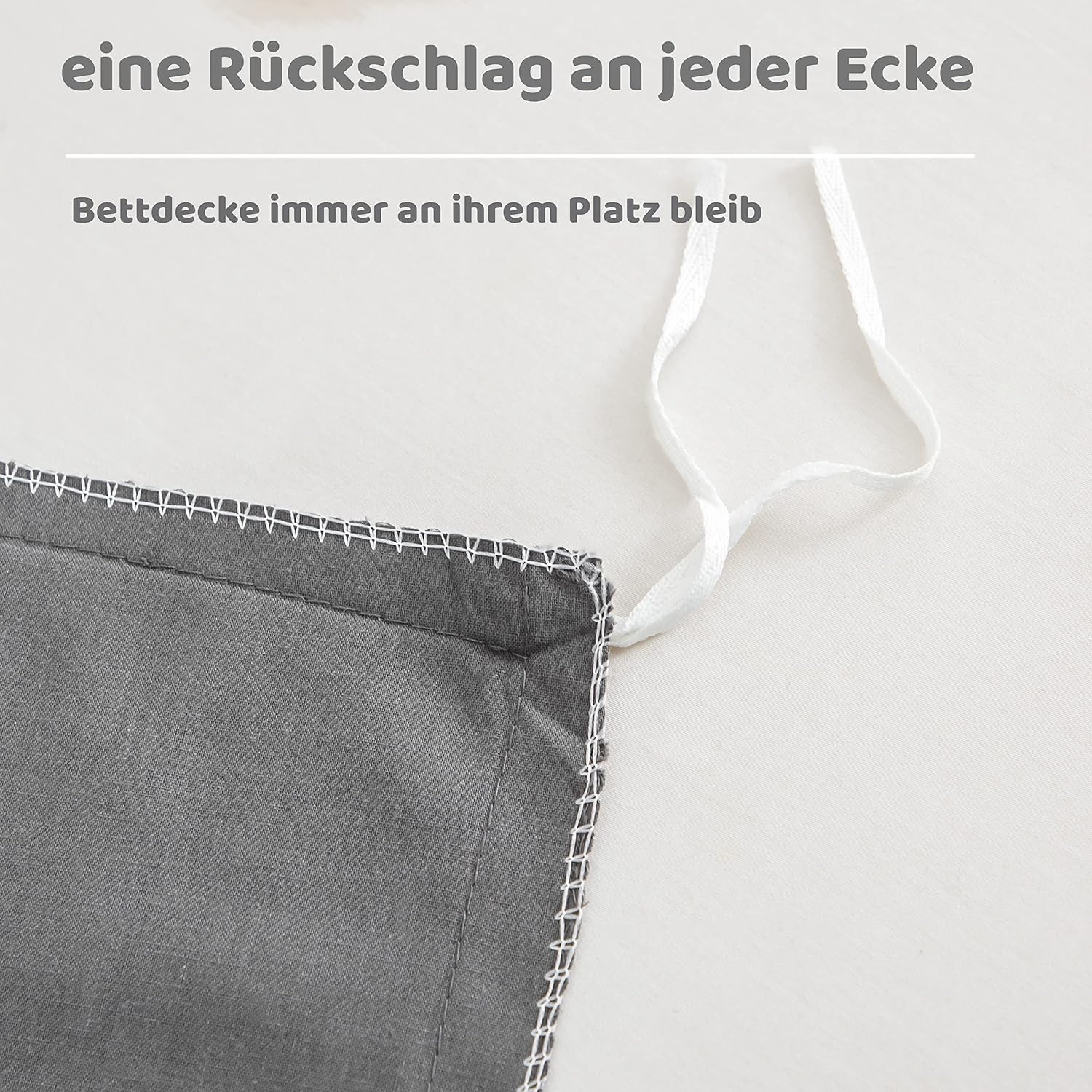 AYSW - Cotton Bedding, Grey, with Zipper, 100% Cotton, Grau, 200 x 200 cm 5