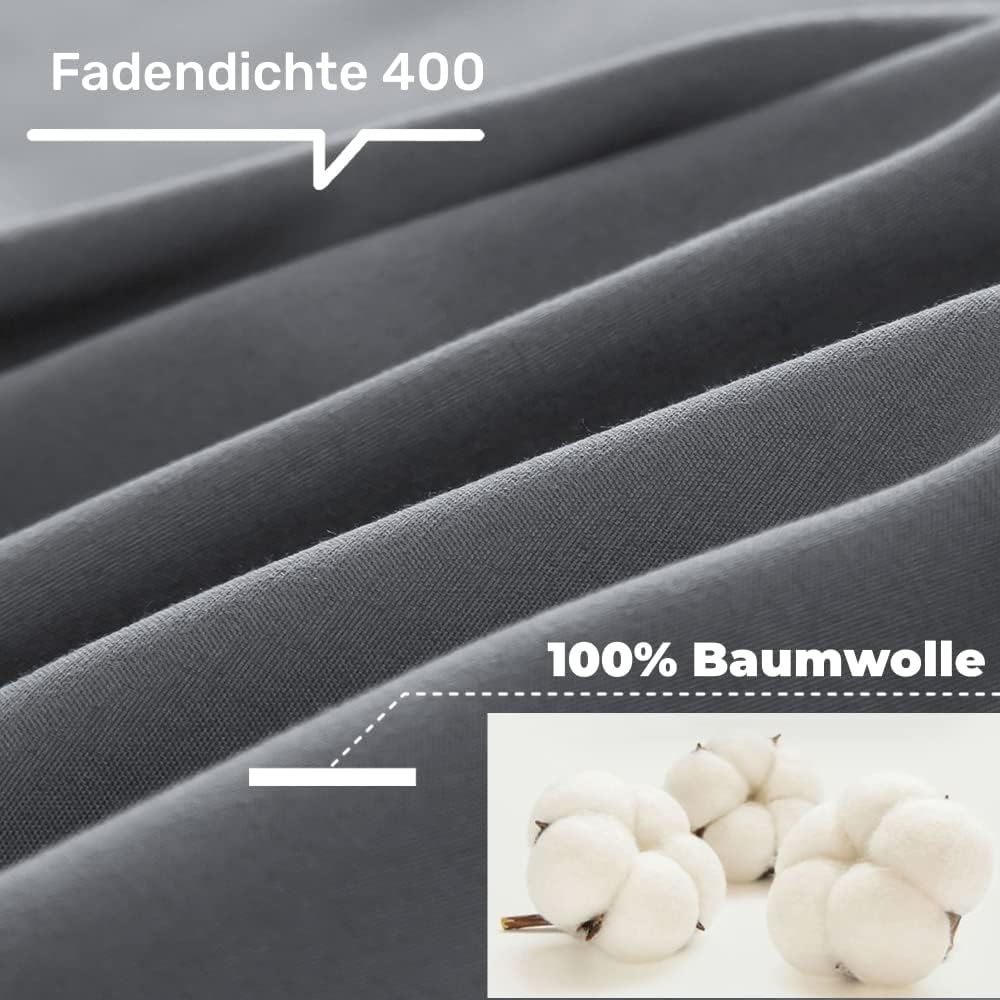 AYSW - Cotton Bedding, Grey, with Zipper, 100% Cotton, Grau, 200 x 200 cm 4