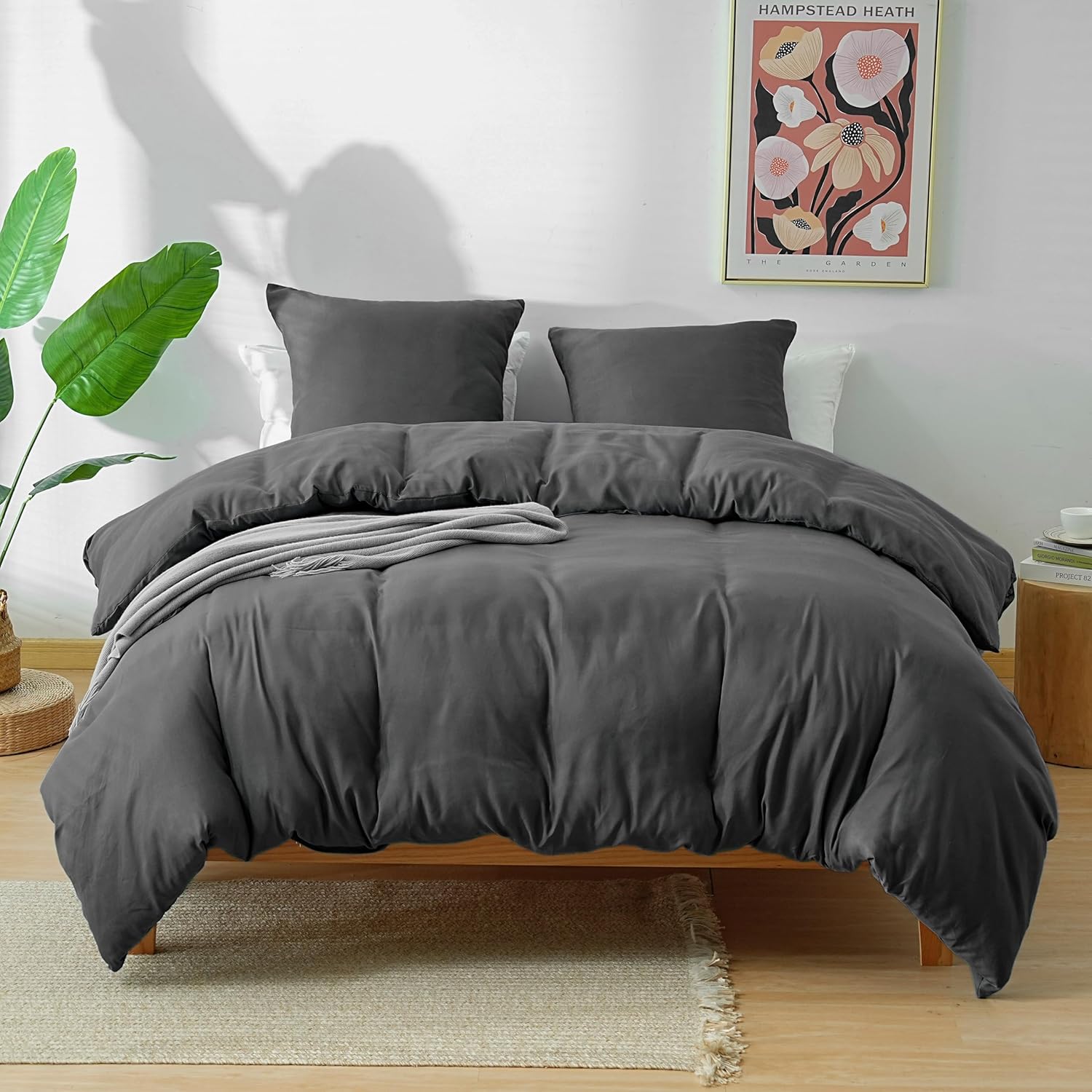 AYSW 4-Piece Bedding Set Duvet Cover 200x200cm + Fitted Sheet 160x200cm with 2 pillowcases 65x65cm Beige for 2 Persons 120 Threads/cm² in Microfiber 10