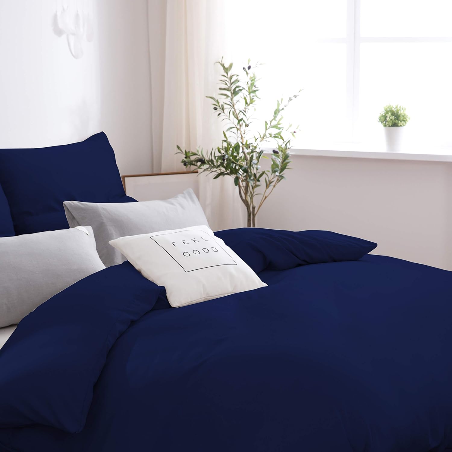 AYSW Bettwäsche-Set 220x240cm+2 Kopfkissenbezüge 65x65cm Dunkelblau Bettwäsche-Set für 2 Personen Erwachsene aus Mikrofaser 3