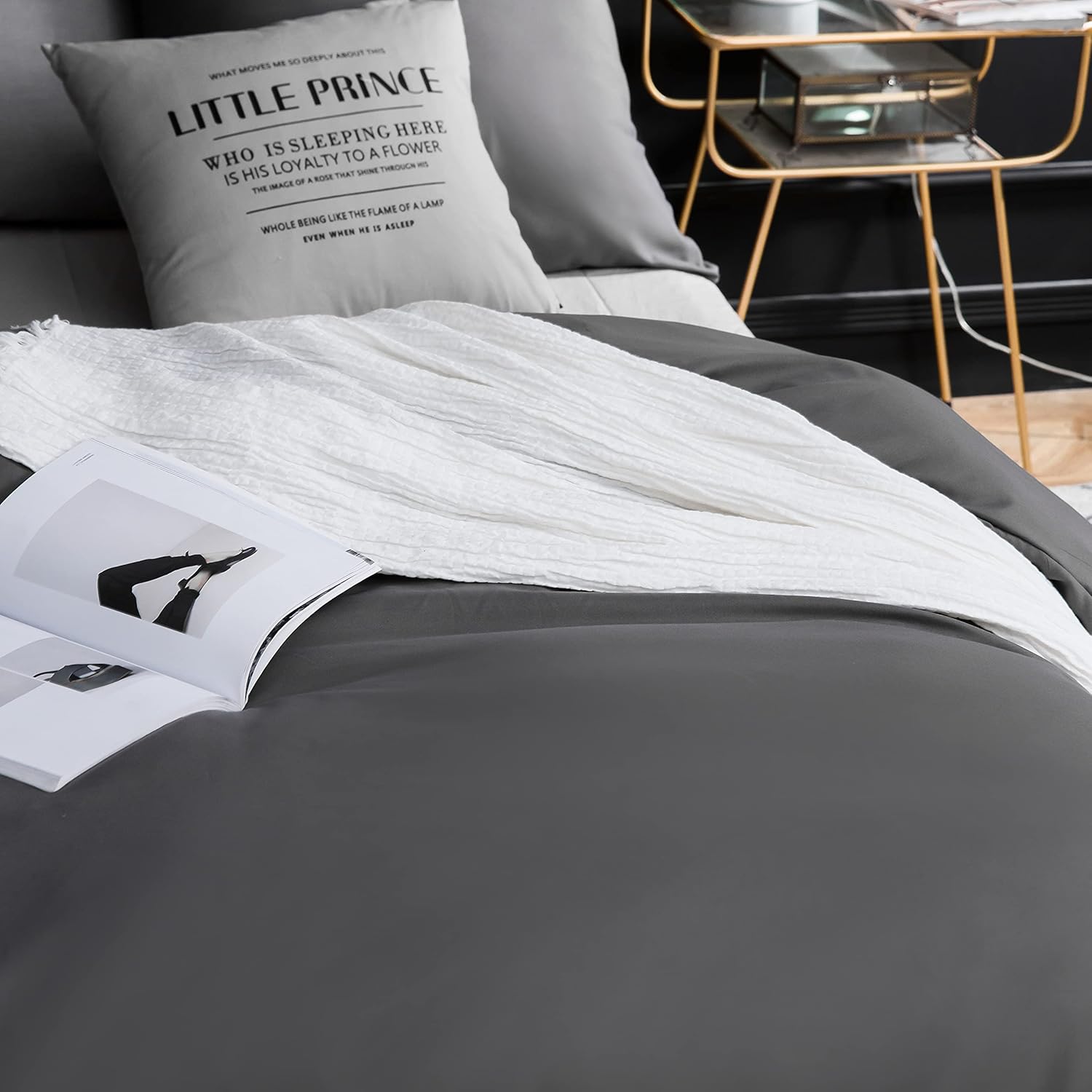Bed linen brushed Microfiber 1 duvet cover 220x240cm + 2 pillowcase 80x80cm with zipper Grey 2