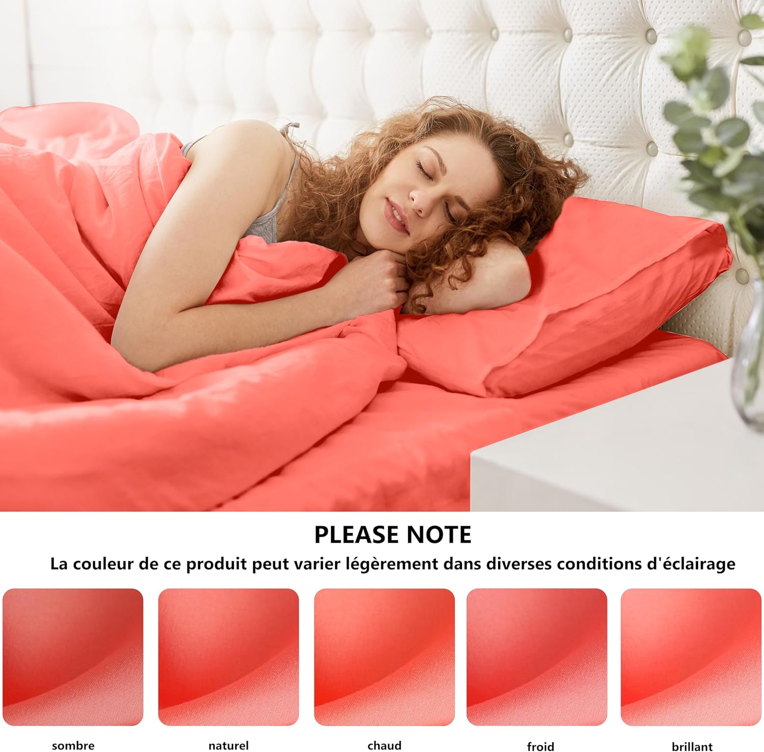 AYSW Set of 2- Pillowcases 65x65cm Coral Pillowcase with a Zipper in Microfiber 7