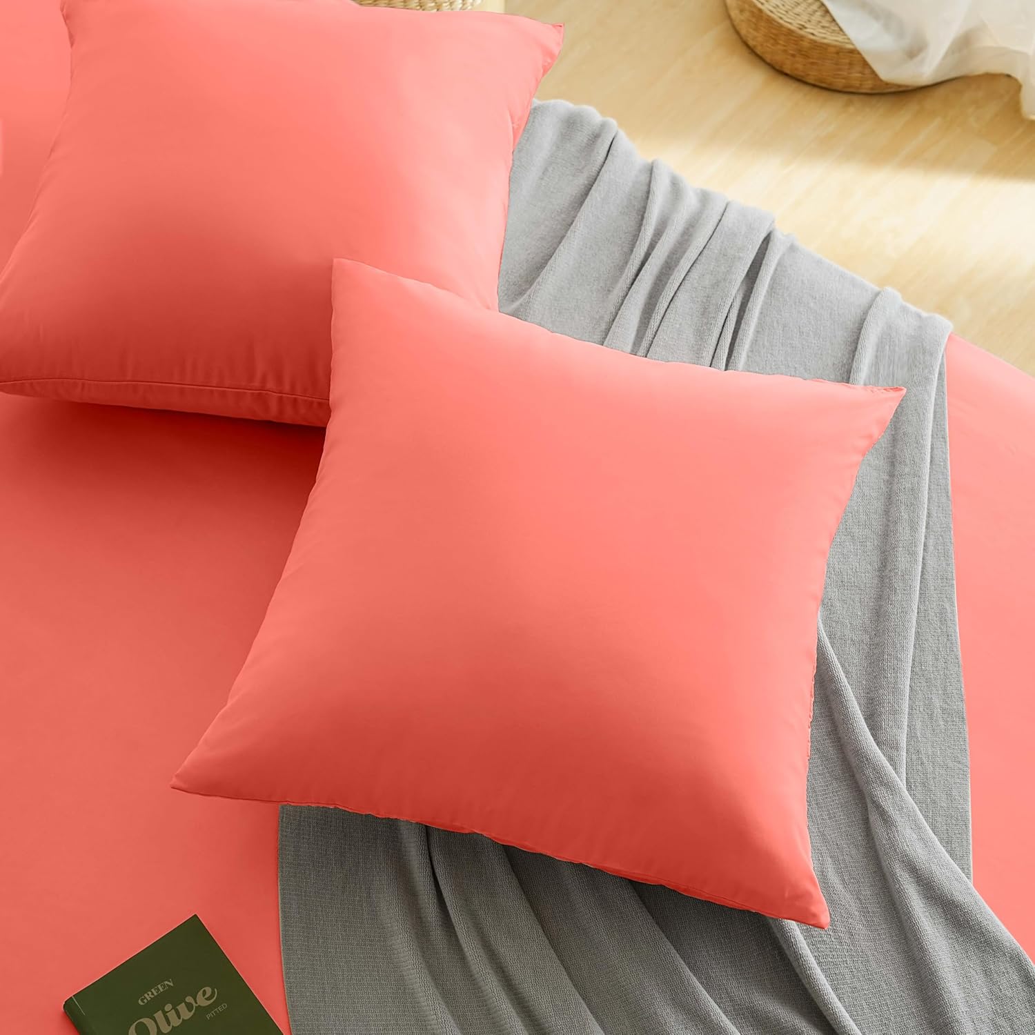 AYSW Set of 2- Pillowcases 65x65cm Coral Pillowcase with a Zipper in Microfiber 4