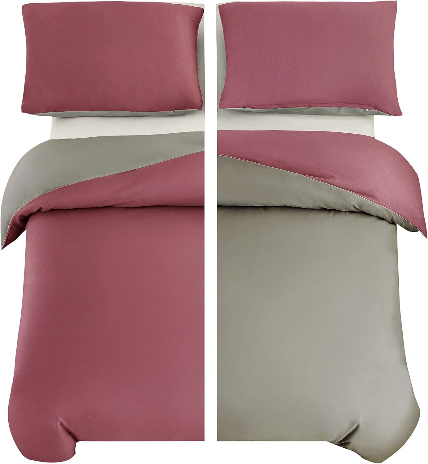Bed linen brushed Microfiber 1 duvet cover 200x200cm + 2 pillowcase 80x80cm with zipper Old Rose/Khaki 4