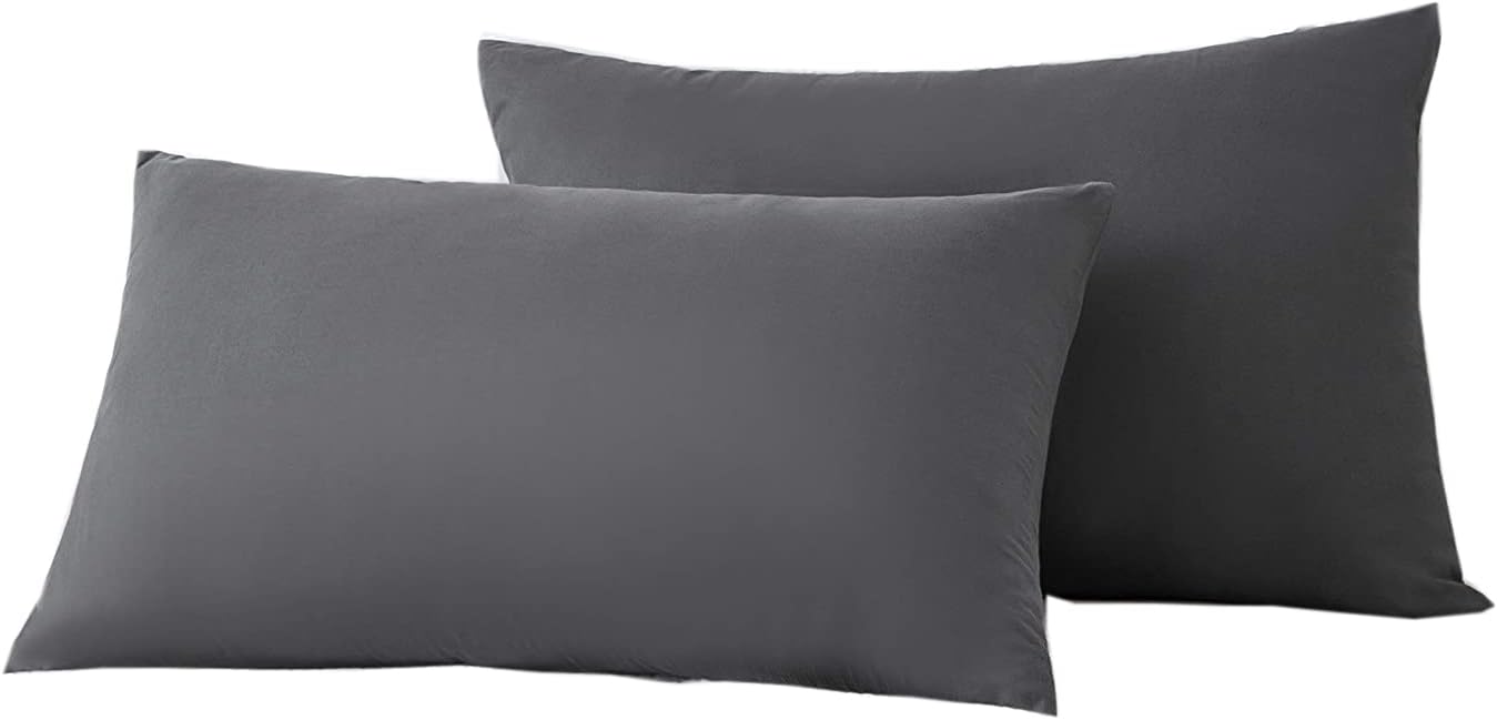 AYSW Set of 2-100% Cotton Pillowcases 50x70cm Grey with Zipper Pillowcase 2