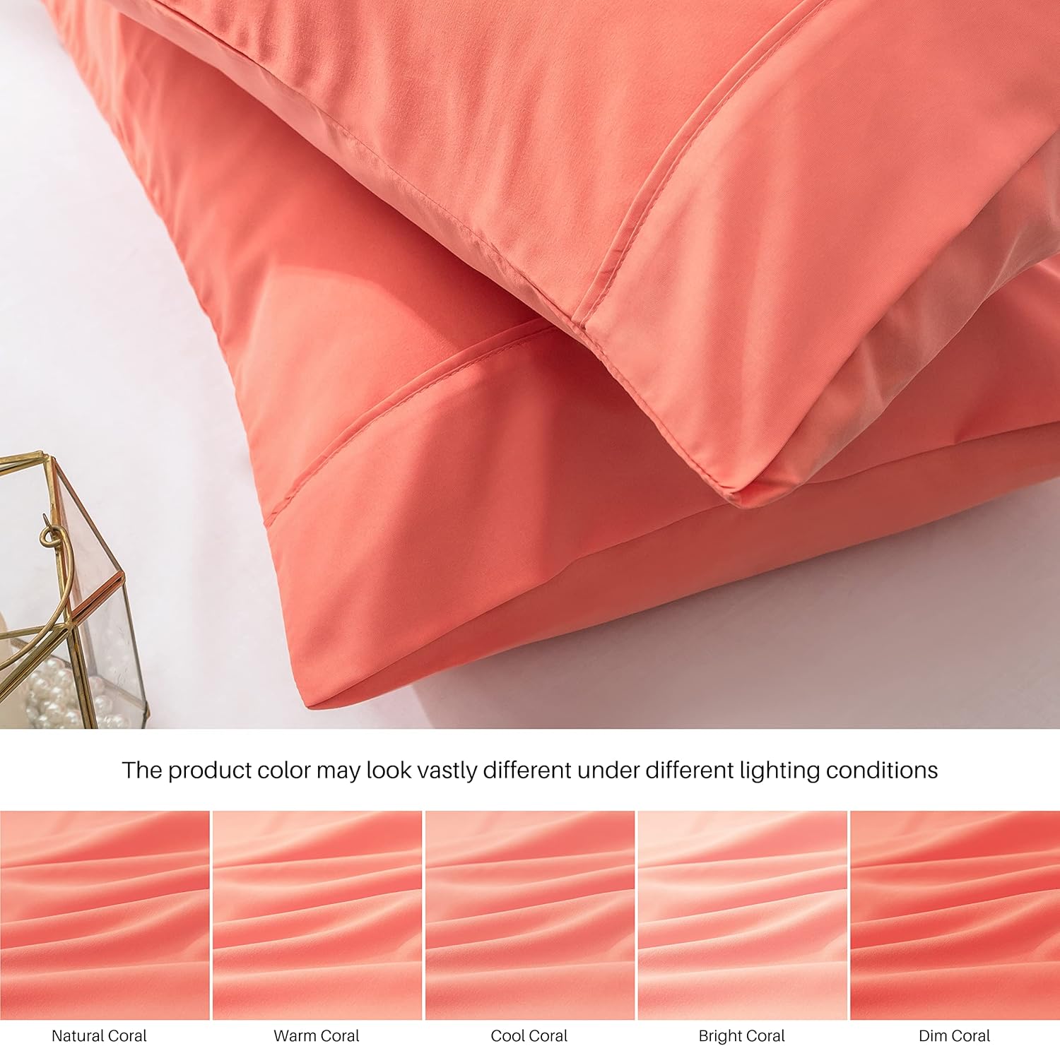 AYSW Pillowcases Queen Size Set of 2 Pack with Envelope Closure Premium Soft and Cozy Brushed Microfiber Coral Pillow Case 20x30 inches Wrinkle Fade Resistant Easy Care Stable Holiday Decor 5
