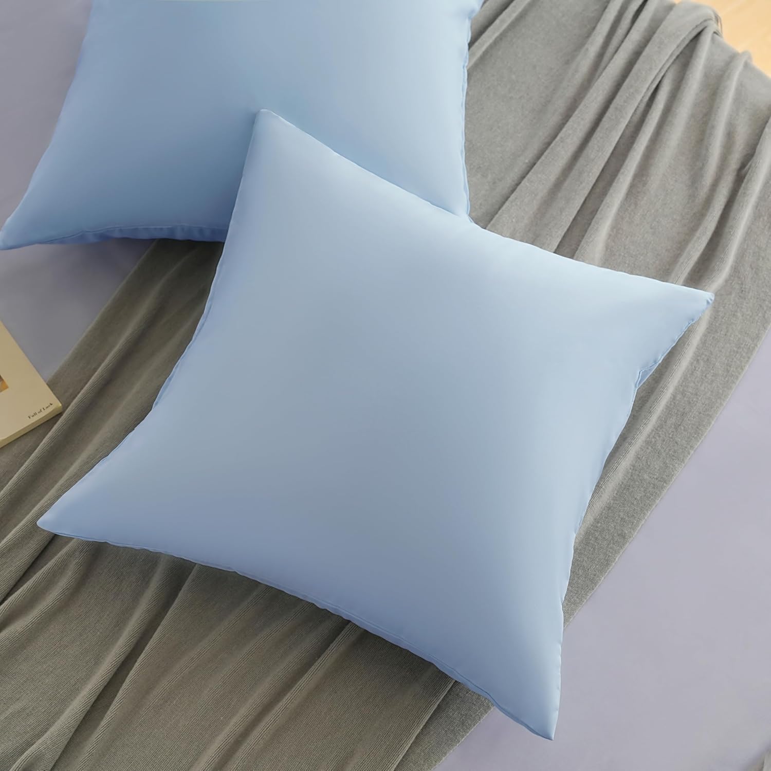 AYSW Set of 2- Pillowcases 65x65cm Light Blue Pillowcase with A Zipper in Microfiber 4