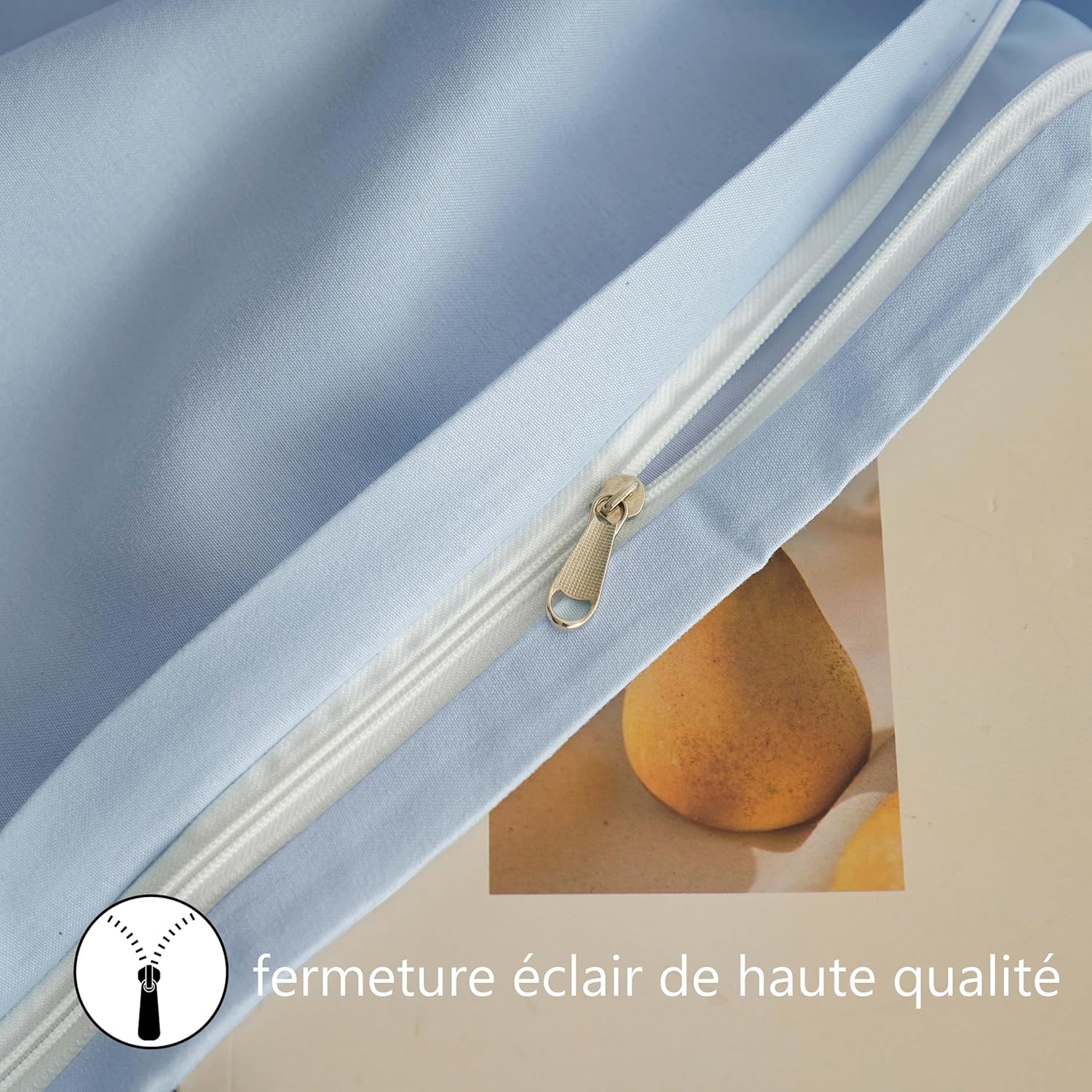 AYSW Set of 2- Pillowcases 65x65cm Light Blue Pillowcase with A Zipper in Microfiber 5