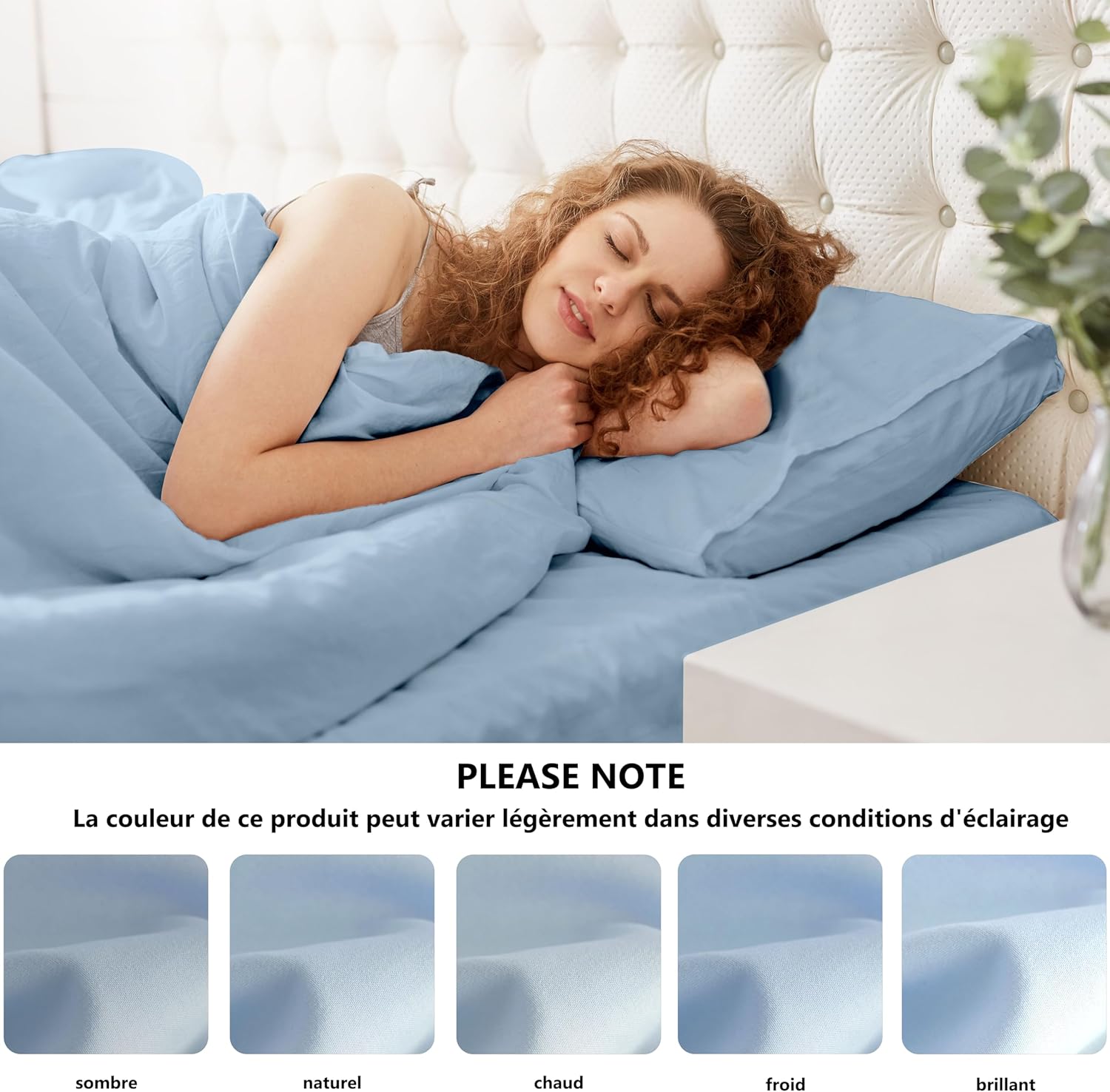 AYSW Set of 2- Pillowcases 65x65cm Light Blue Pillowcase with A Zipper in Microfiber 7