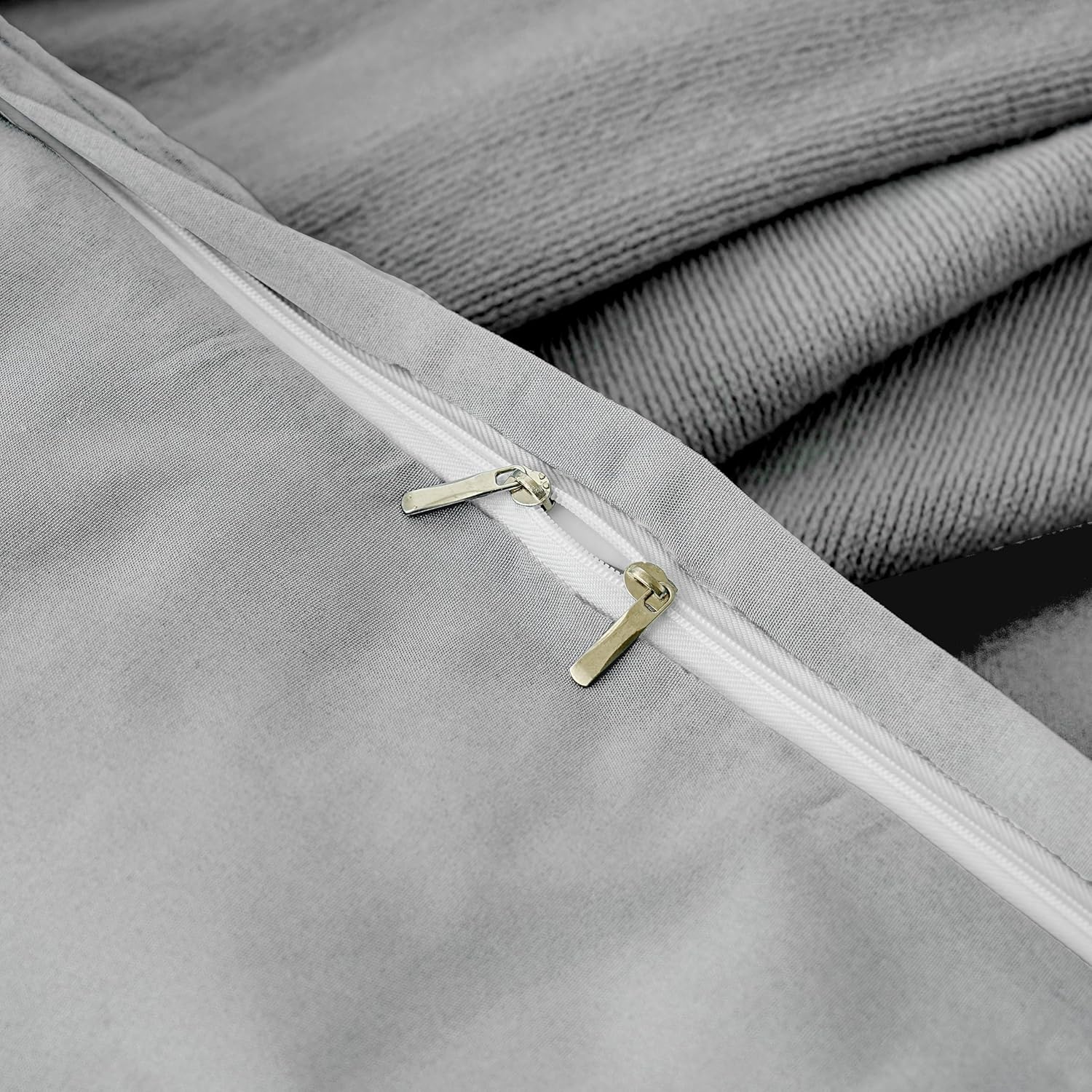 AYSW Parure de Lit 4 Pièces Housse de Couette 200x200cm + Drap Housse 160x200cm Bonnet 30cm + 2 Taies d'oreiller 65x65cm 2 Personnes Ensemble Housse de Couette Gris Clair Léger 80 Fils/cm² Microfibre 6