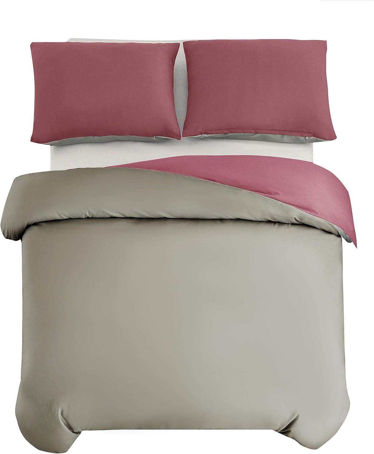 Bed linen brushed Microfiber 1 duvet cover 200x200cm + 2 pillowcase 80x80cm with zipper Old Rose/Khaki 6