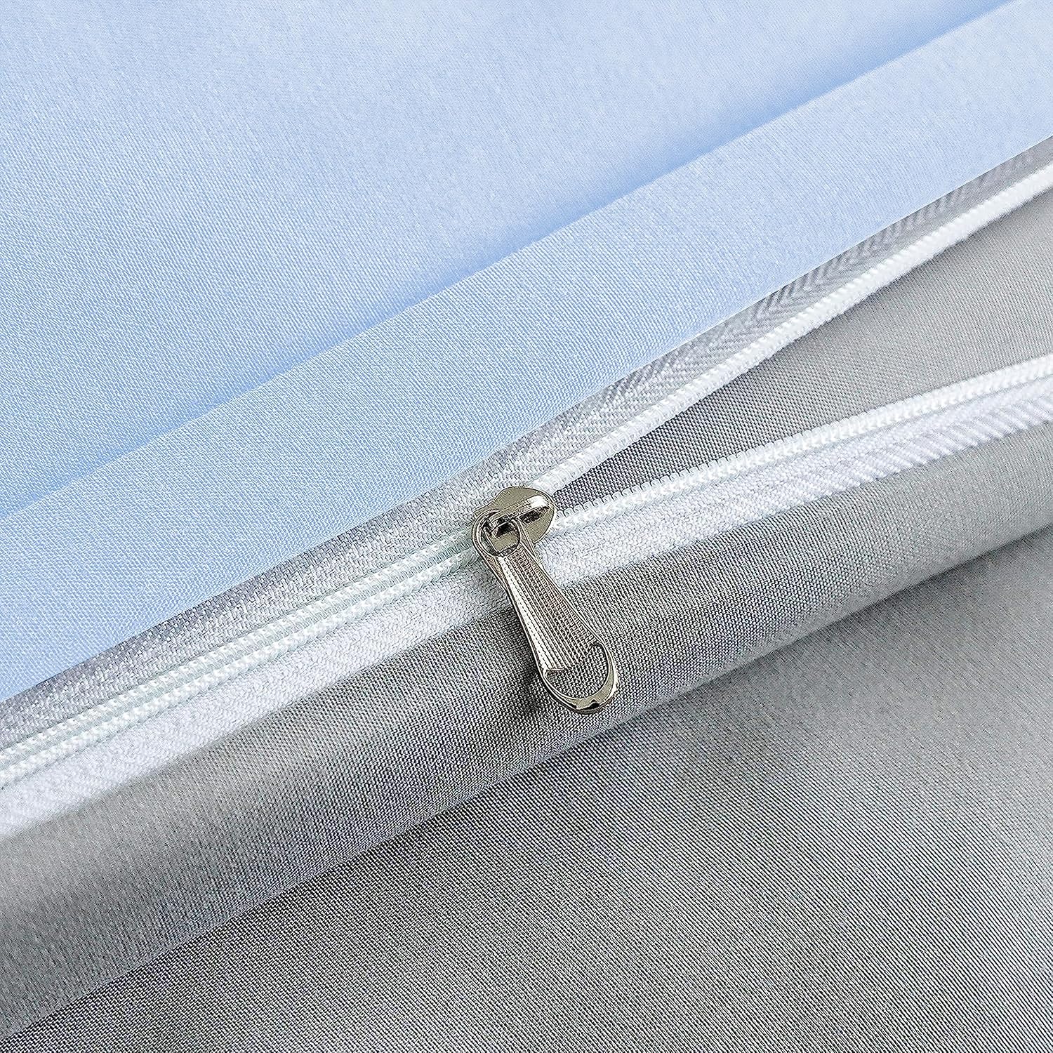 Bed linen brushed Microfiber 1 duvet cover 200 X 200cm + 2 pillowcase 80x80cm with zipper Light Grey/Spa Blue 3