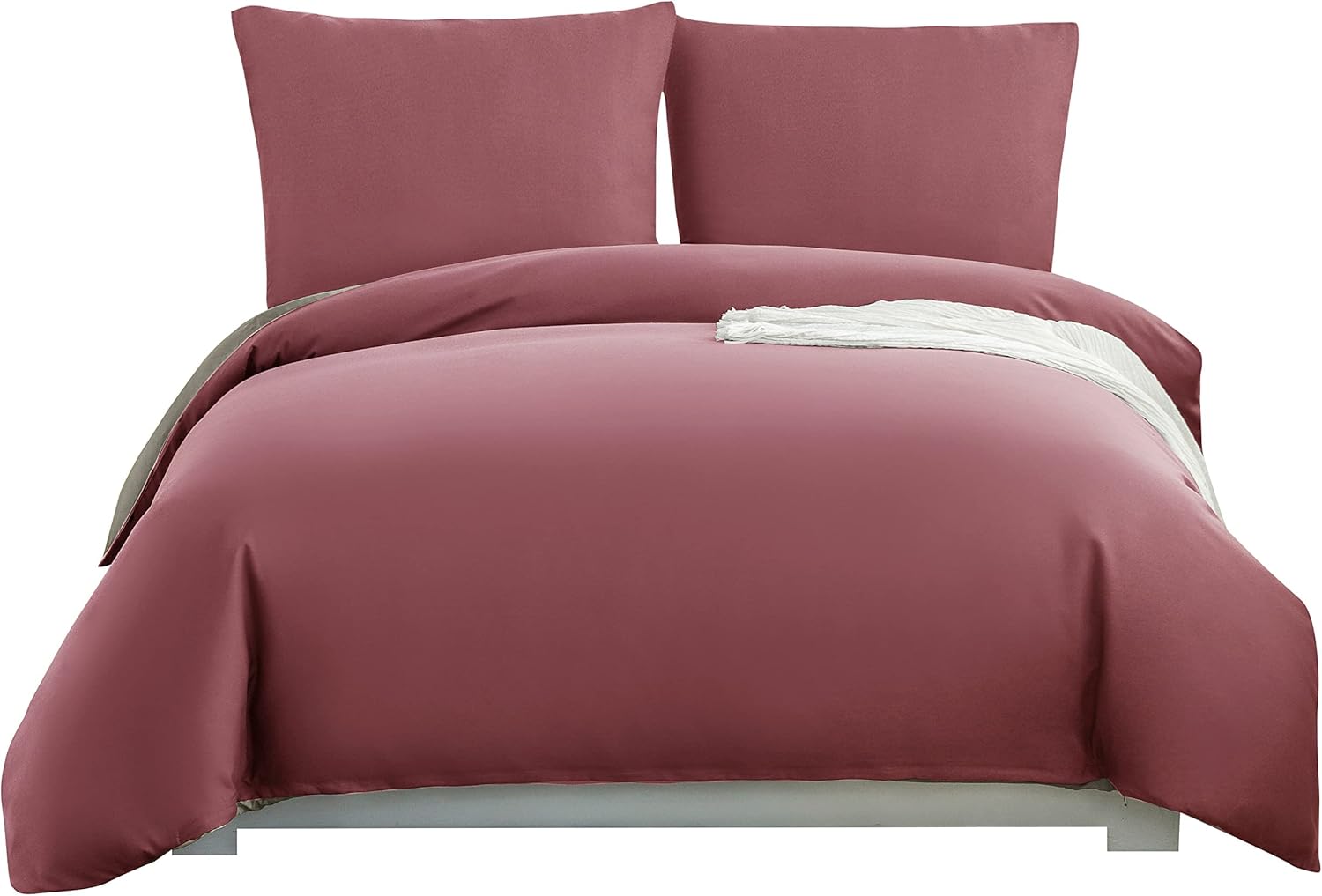 Parure de lit brossée Microfaser 1 housse de couette 200x200cm + 2 taies d'oreiller 80x80cm avec fermeture éclair Rose ancien/Khaki 3