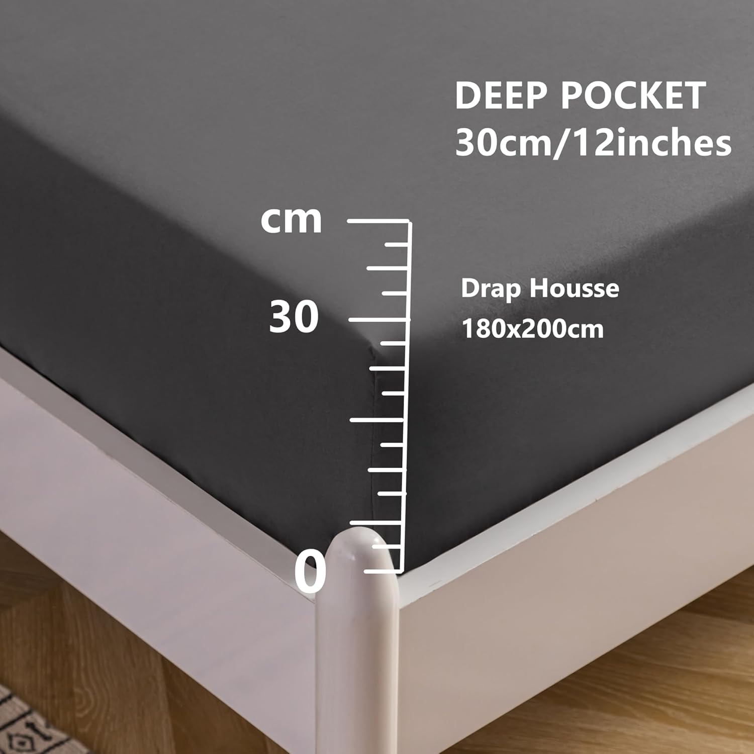 AYSW Fitted Sheet 180x200cm with 30cm Pocket Navy Blue Fitted Sheet 100 GSM in High Quality Microfiber 100% Polyester Soft, Resistant, Wrinkle-free 6