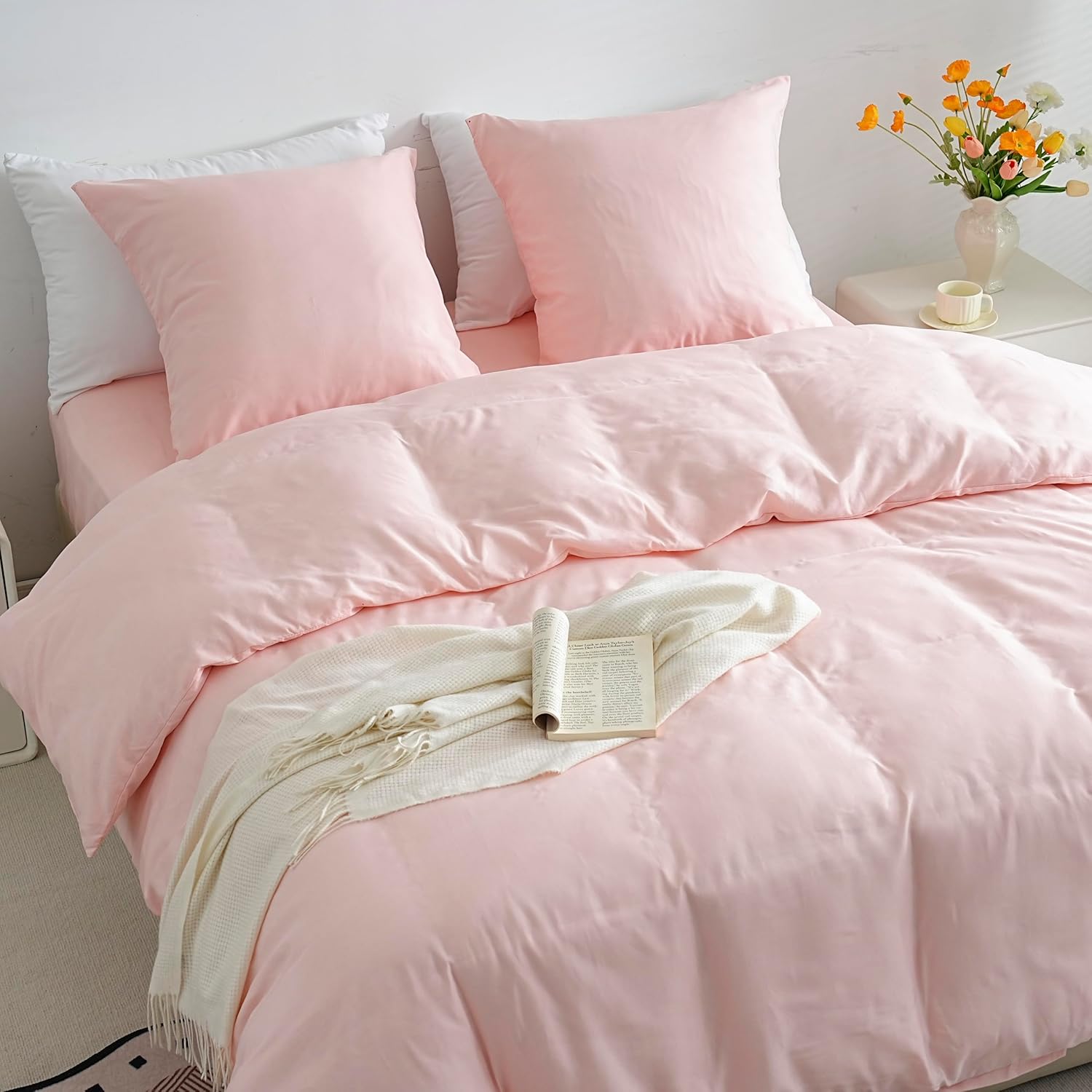 Lightweight Duvet Cover Sets 200x200 cm Zipper 3 Pieces Microfiber 80 Threads/cm² + 2 Pillowcases 65x65 cm Adult 2 Person Bedding Set Soft Bedding Set 3