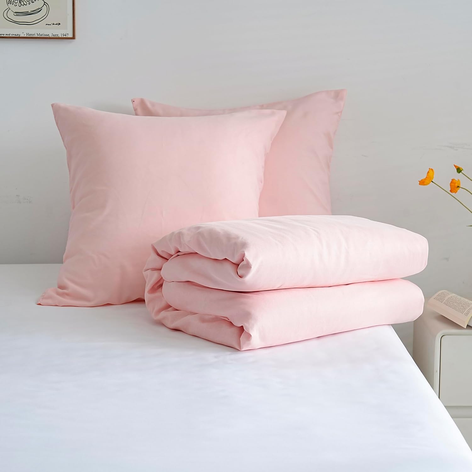 Lightweight Duvet Cover Sets 200x200 cm Zipper 3 Pieces Microfiber 80 Threads/cm² + 2 Pillowcases 65x65 cm Adult 2 Person Bedding Set Soft Bedding Set 9