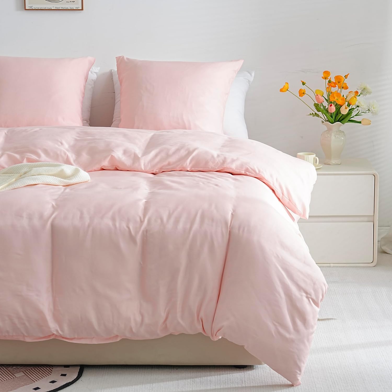 Lightweight Duvet Cover Sets 200x200 cm Zipper 3 Pieces Microfiber 80 Threads/cm² + 2 Pillowcases 65x65 cm Adult 2 Person Bedding Set Soft Bedding Set 4