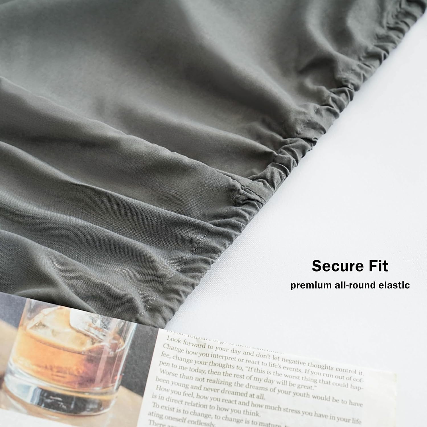 AYSW Fitted Sheet Only Queen Size Deep Pocket 16 inches Premium Soft and Cozy Bed Bottom Sheet 1800 Brushed Microfiber Wrinkle Fade Resistant Easy Care Stable Grey 5